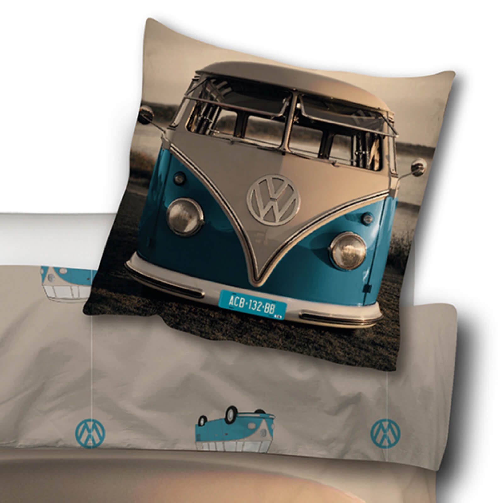 SkyBrands Bettwäsche VW Bulli T1 Samba Blau, Renforcé, 2 teilig, Auto, Bull günstig online kaufen