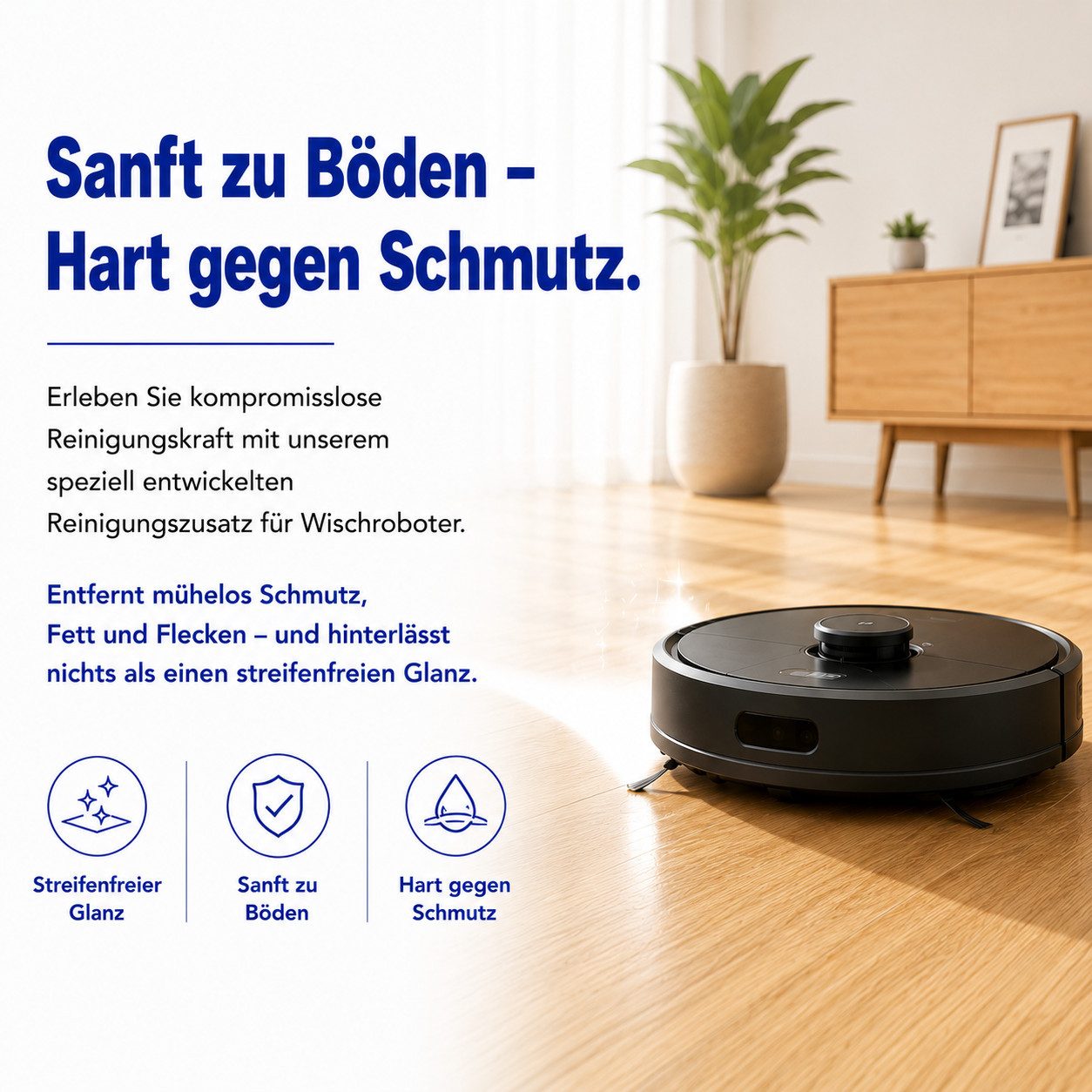 HERRLAN Wischroboter Bodenreiniger - Konzentrat Fussbodenreiniger (1000 ml RoboSan mit Bergfrühling-Duft)