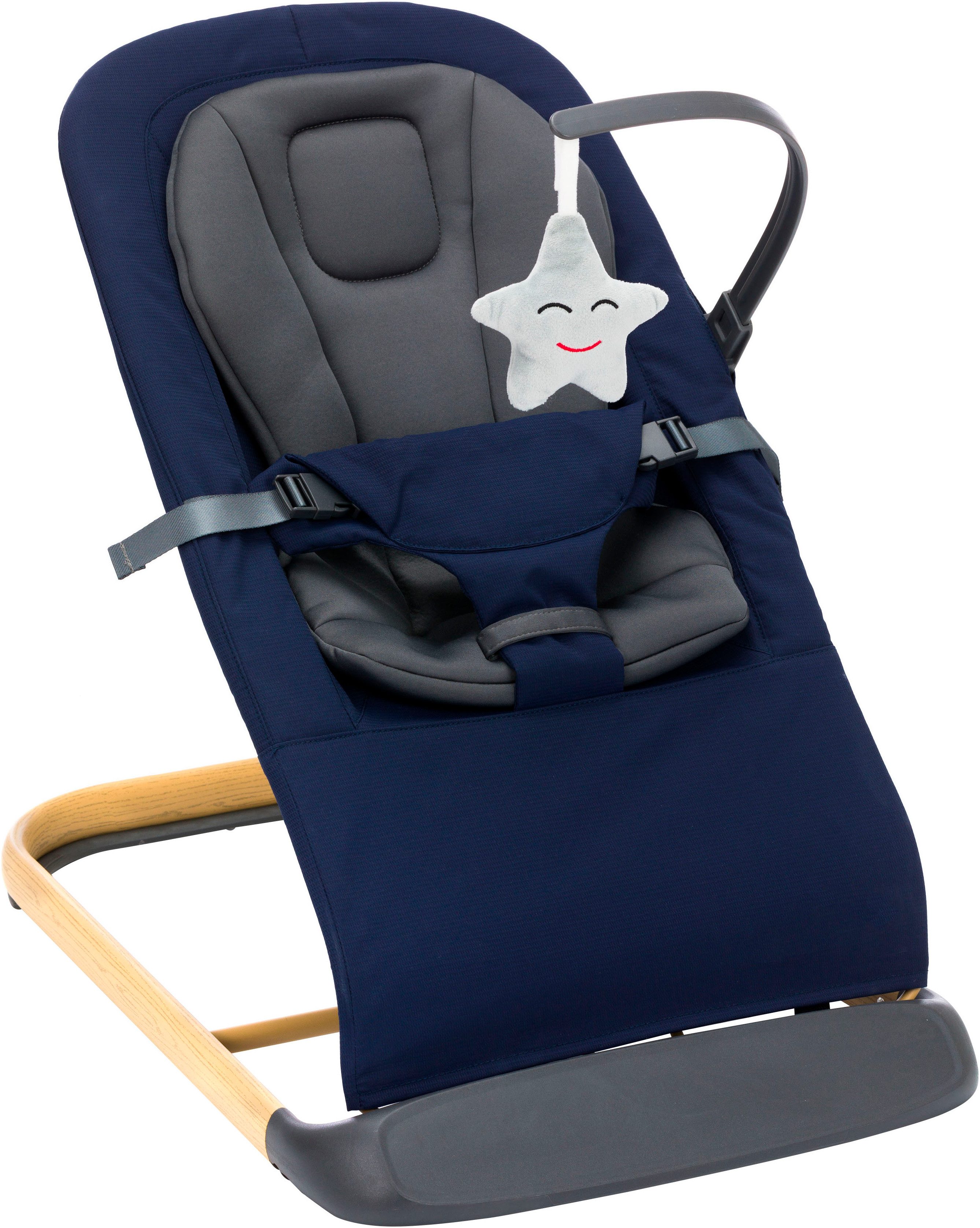 Babywippe Star, marine grau