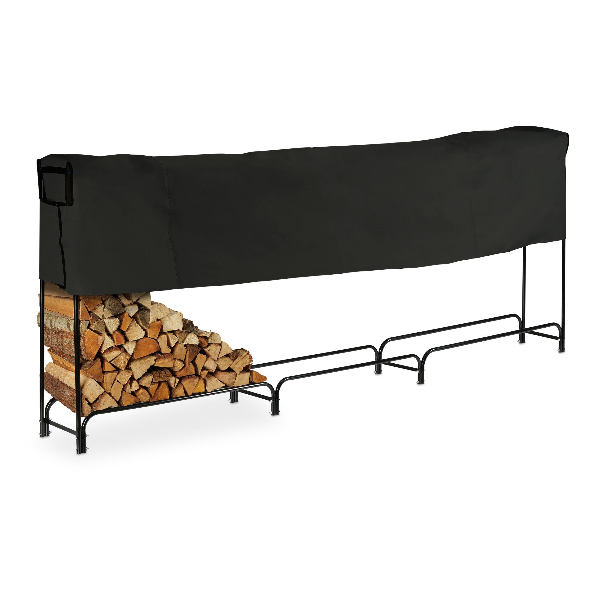 relaxdays Kaminholzregal Großes Kaminholzregal Abdeckung, BxTxH:370x38.5x122 mit cm