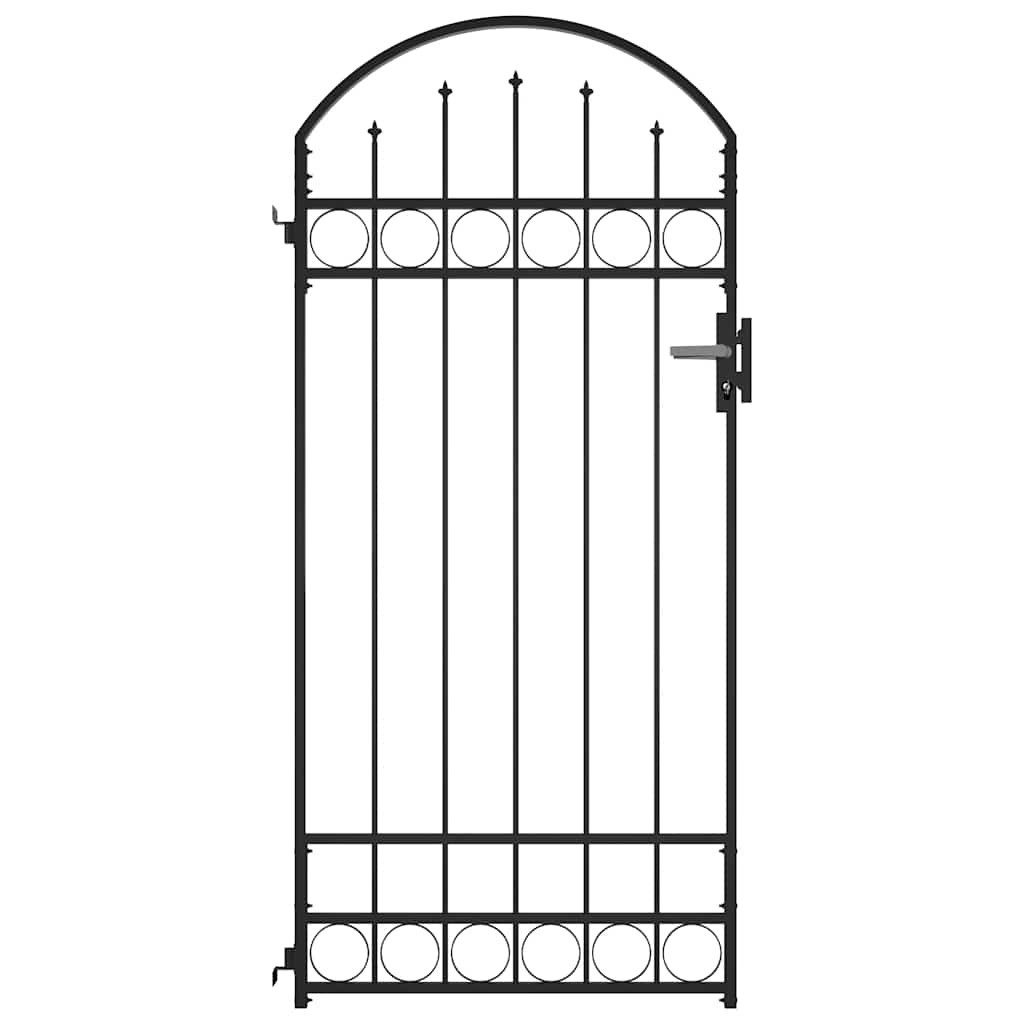 vidaXL Gartentor Zauntor mit Gewölbter Spitze Stahl 89x200 cm Schwarz