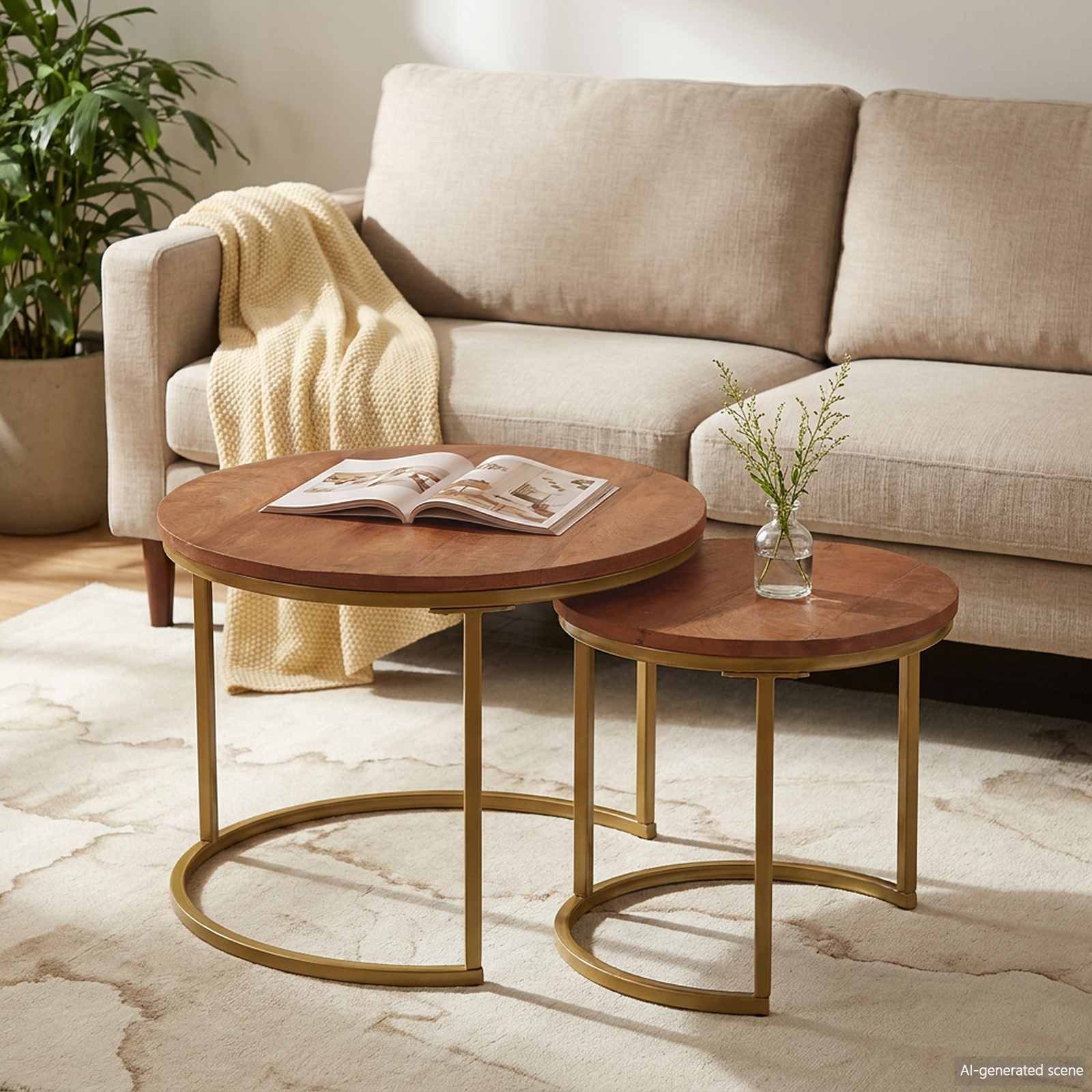 vidaXL Couchtisch Nesting-Couchtische 2 stk. Honigbraun 50 x 50 x 40 cm (2-St)