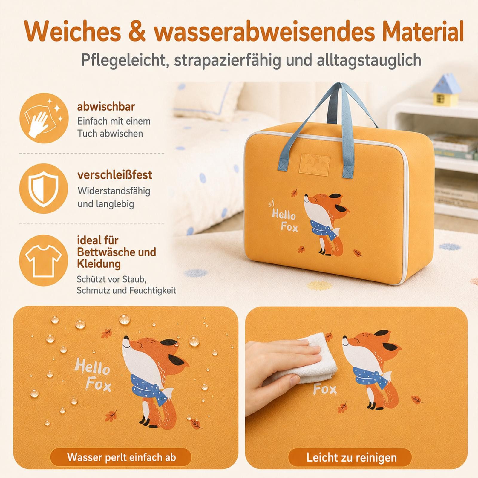 VERCO Reisetasche Kinder Gepäcktasche faltbar für Klassenfahrt (1-tlg), Faltbare Aufbewahrungstasche Kinderzimmer Camping Urlaub