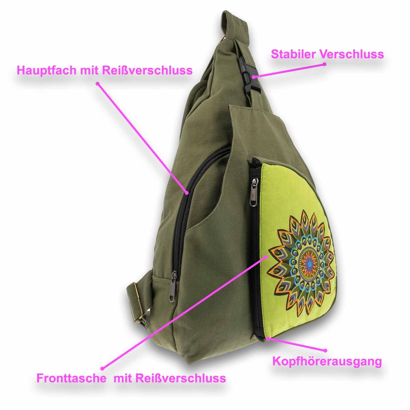 Grün Bag Hippie Sling L UND Schultertasche MAGIE Umhängetasche Bodybag Kunst&Magie Rucksack KUNST Mandala