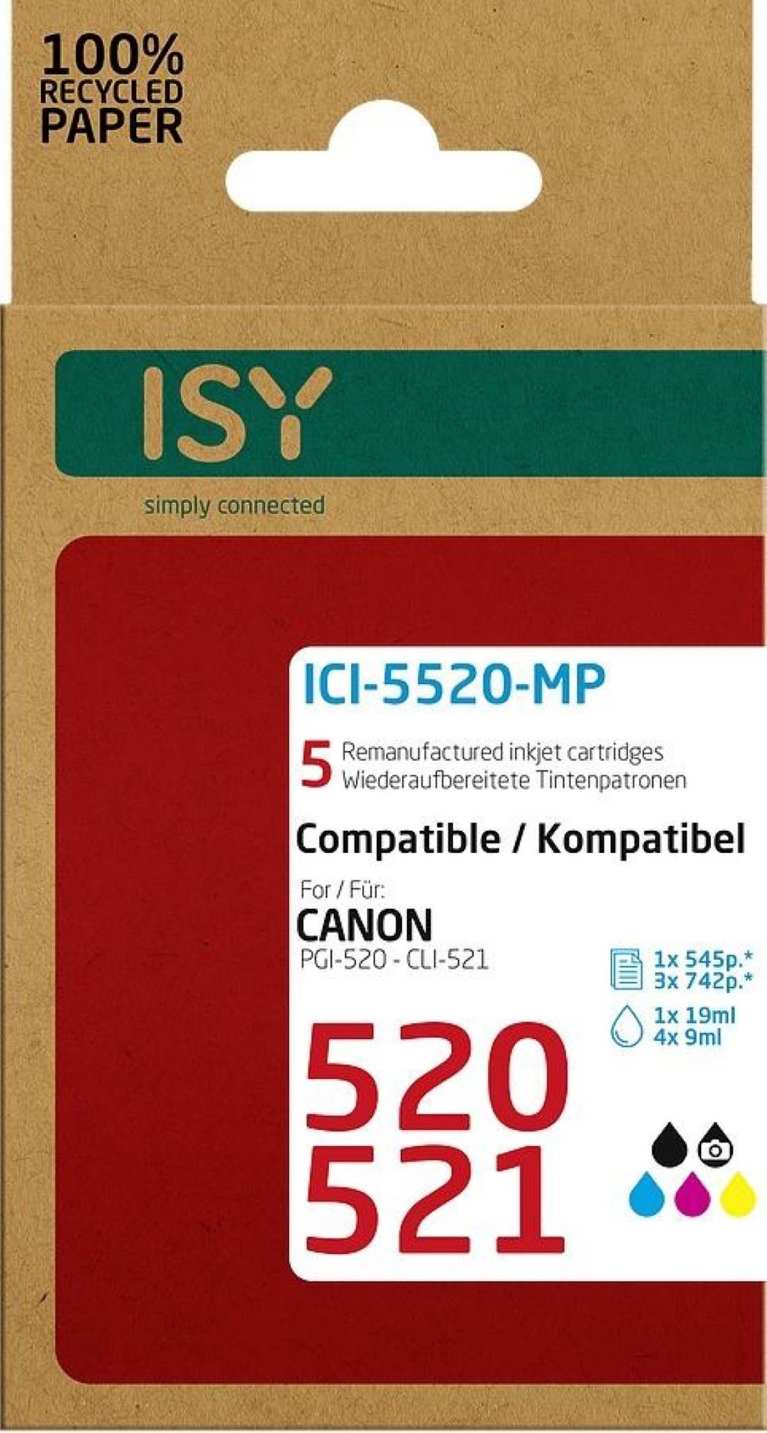 ISY Multipack 5 Nachfülltinte (x) Canon + PGI-520 CLI-521