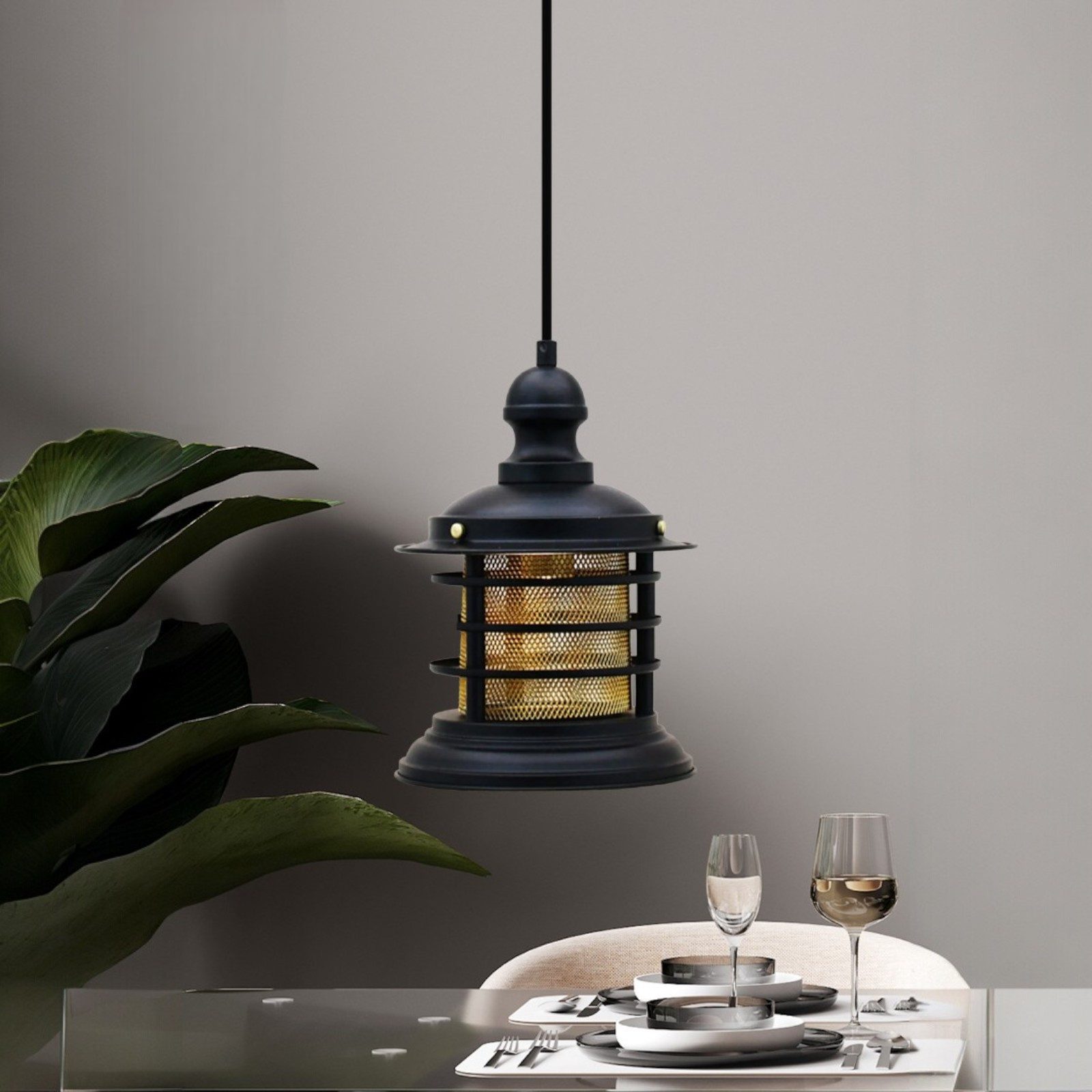 Bamyum Pendelleuchte Vintage Lampada Sospensione E27, Lampadario Metallo, Tono di Rame, ohne Leuchtmittel