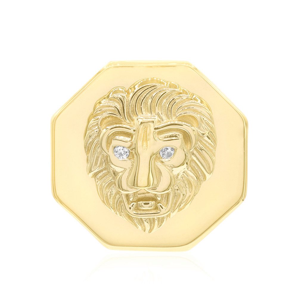 Cavill Kettenanhänger Ring Sterlingsilber vergoldet mit Zirkon 0,016 ct Löwenmotiv (1-tlg)