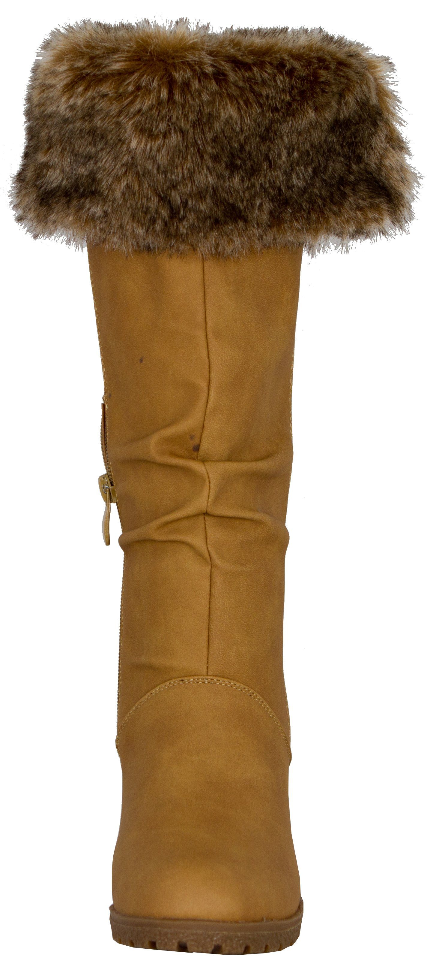 LOVENESS Winterstiefel L85 Damenwinterstiefel Fellstiefel Damen Stiefel Winterstiefel Wundrschönes Kunstfell Warm gefüttert