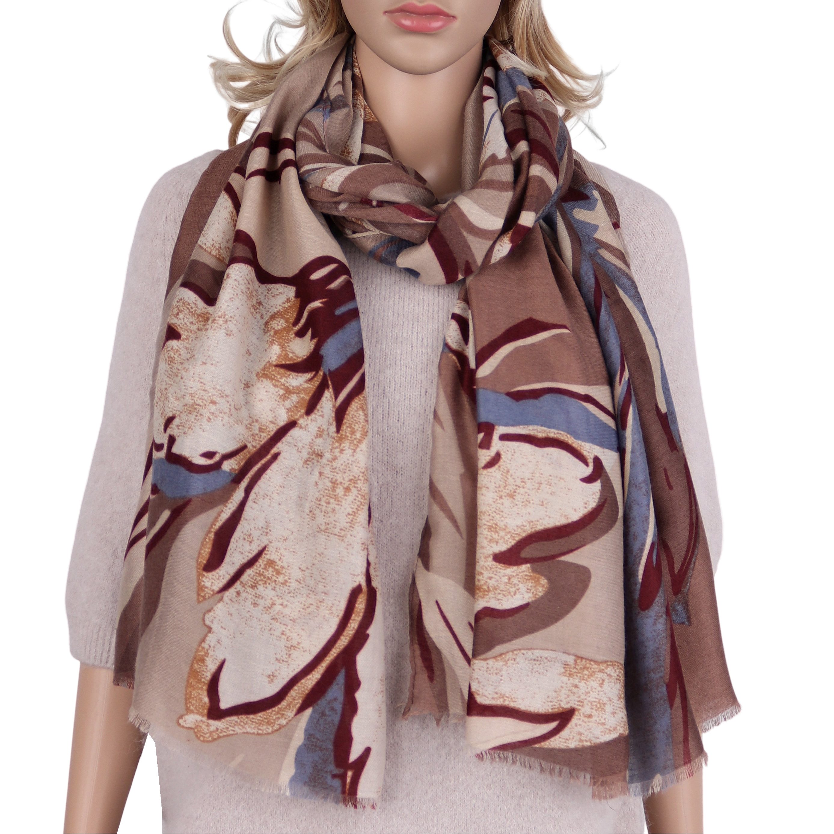 MIRROSI Modeschal Weich XXL ca.90x180cm Schal Blumen Muster, (Blumen Muster; ca.170 Gramm; Neue Kolletion Herbst/Winter 2025), Damen Halstuch ideal für Herbst und Winter oder Ganzesjahr