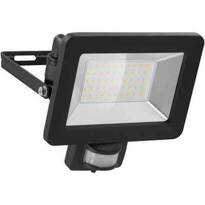 Goobay LED Flutlichtstrahler LED Außenstrahler mit Bewegungsmelder 50 W Scheinwerfer, LED fest integriert, Neutralweiß, 4000 K / 4250 lm / M16-Kabelverschraubung / Schwarz