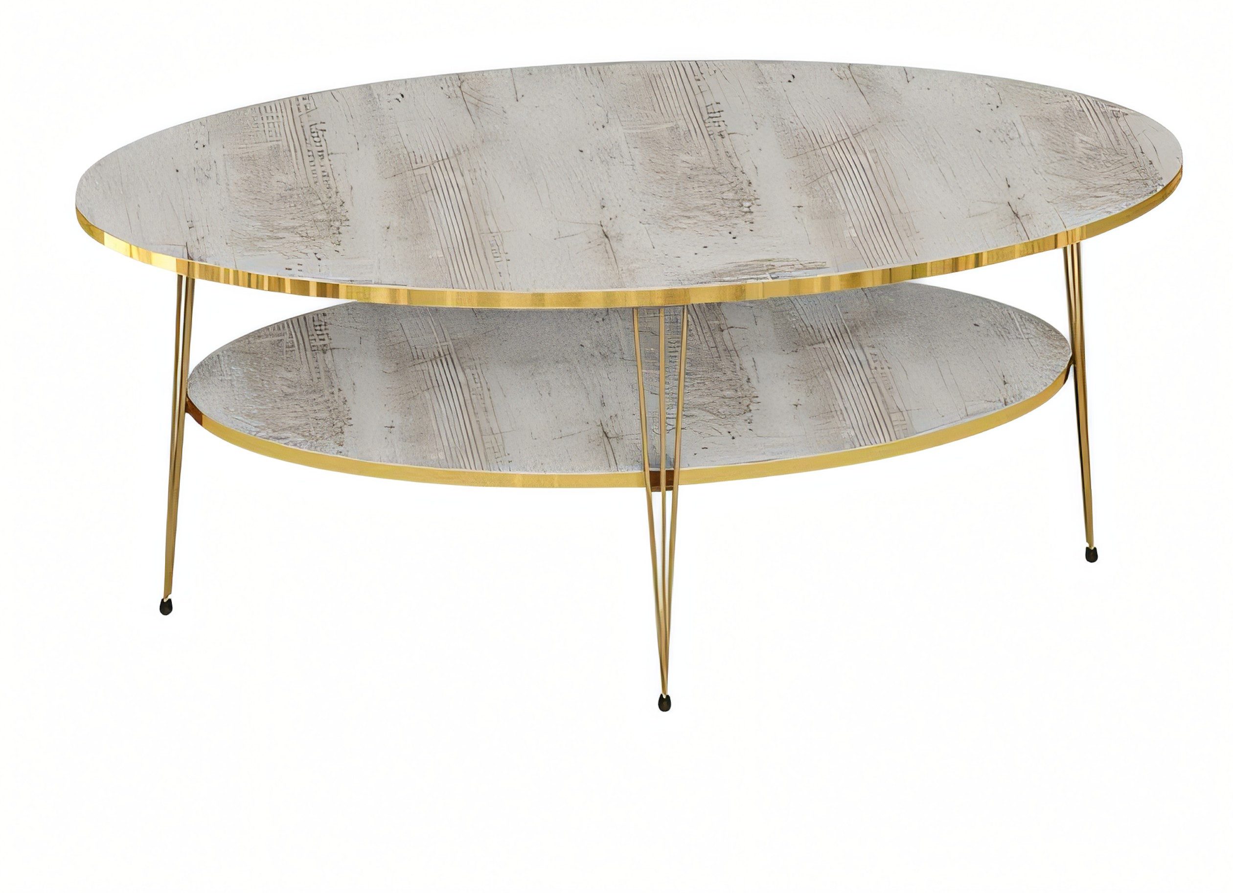 Xlmoebel Couchtisch Eleganter grauer Tisch aus Holz und Edelstahl von XLMOEBEL (Packung, Couchtisch mit Ablage), Made in Europa