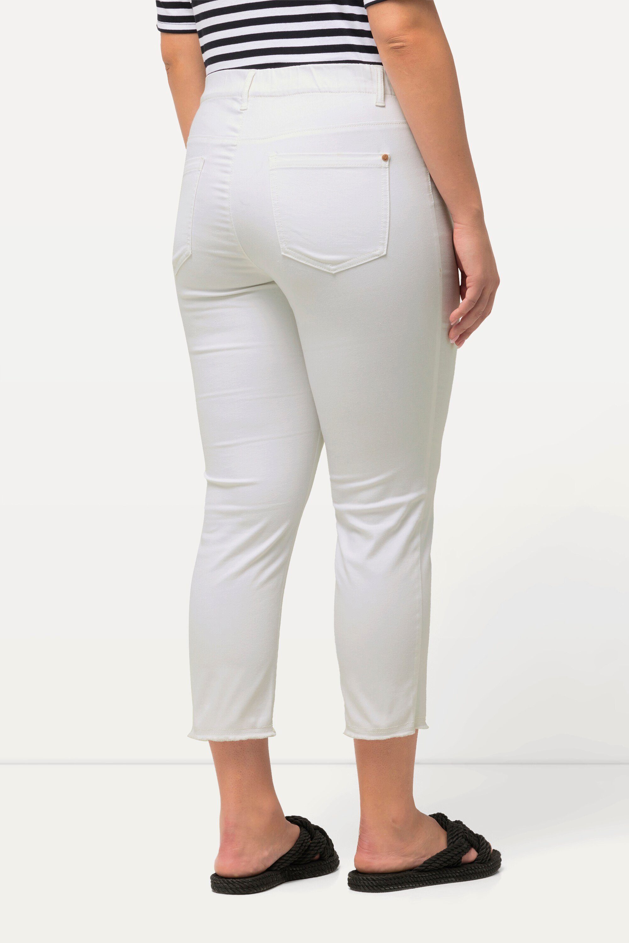 Ulla Popken 7/8-Hose 7/8-Hose Sienna Fransensaum schmales Bein