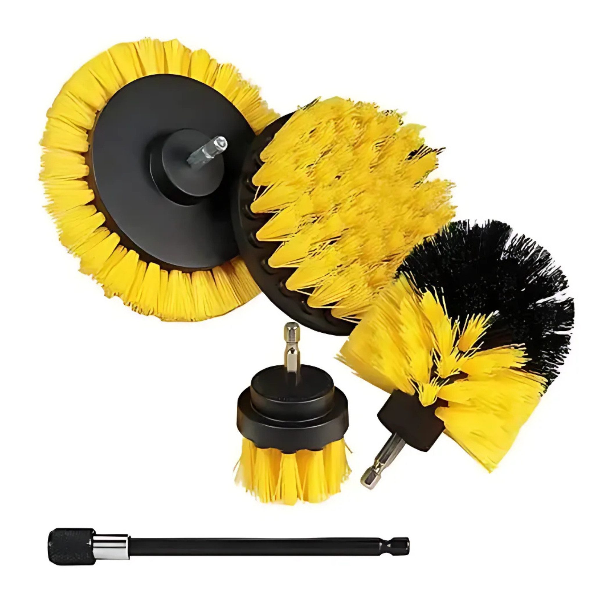 HS.SUPPLY Reinigungsbürsten-Set Bohrmaschinen Bürsten, Akkuschrauber Bürstenaufsätze, Polierpads, Akkuschrauber, Bohrmaschinen, (5-tlg), Schnellverschluss, korrosionsbeständig