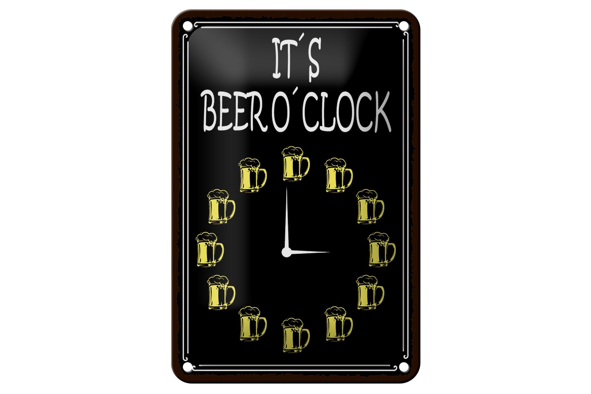 Metallschild Spruch 12X18cm it´s Beer o´clock Bier Alkohol