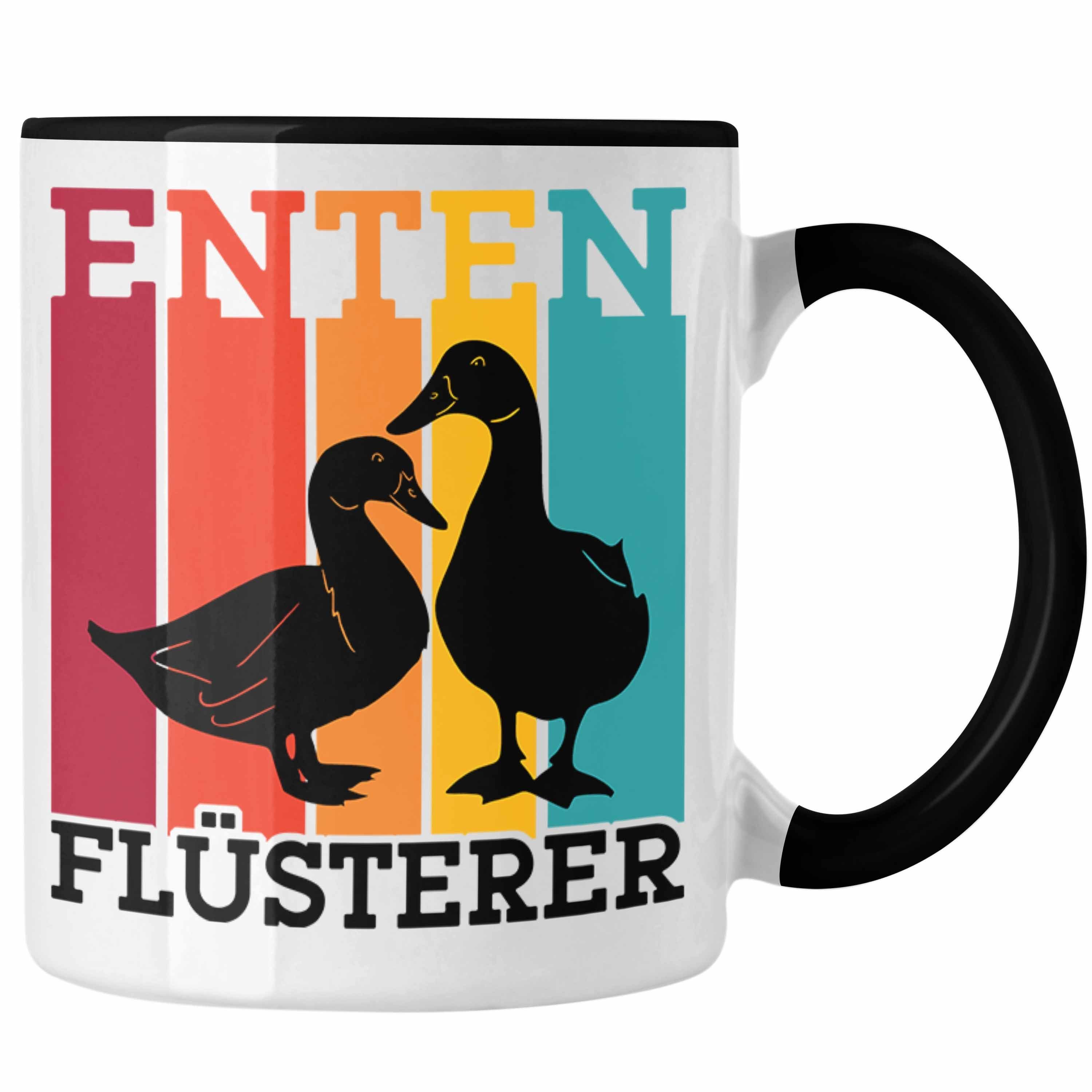 Trendation Tasse Lustige Enten Liebhaber Tasse "Enten Flüsterer" - Geschenk für Entenfr Schwarz