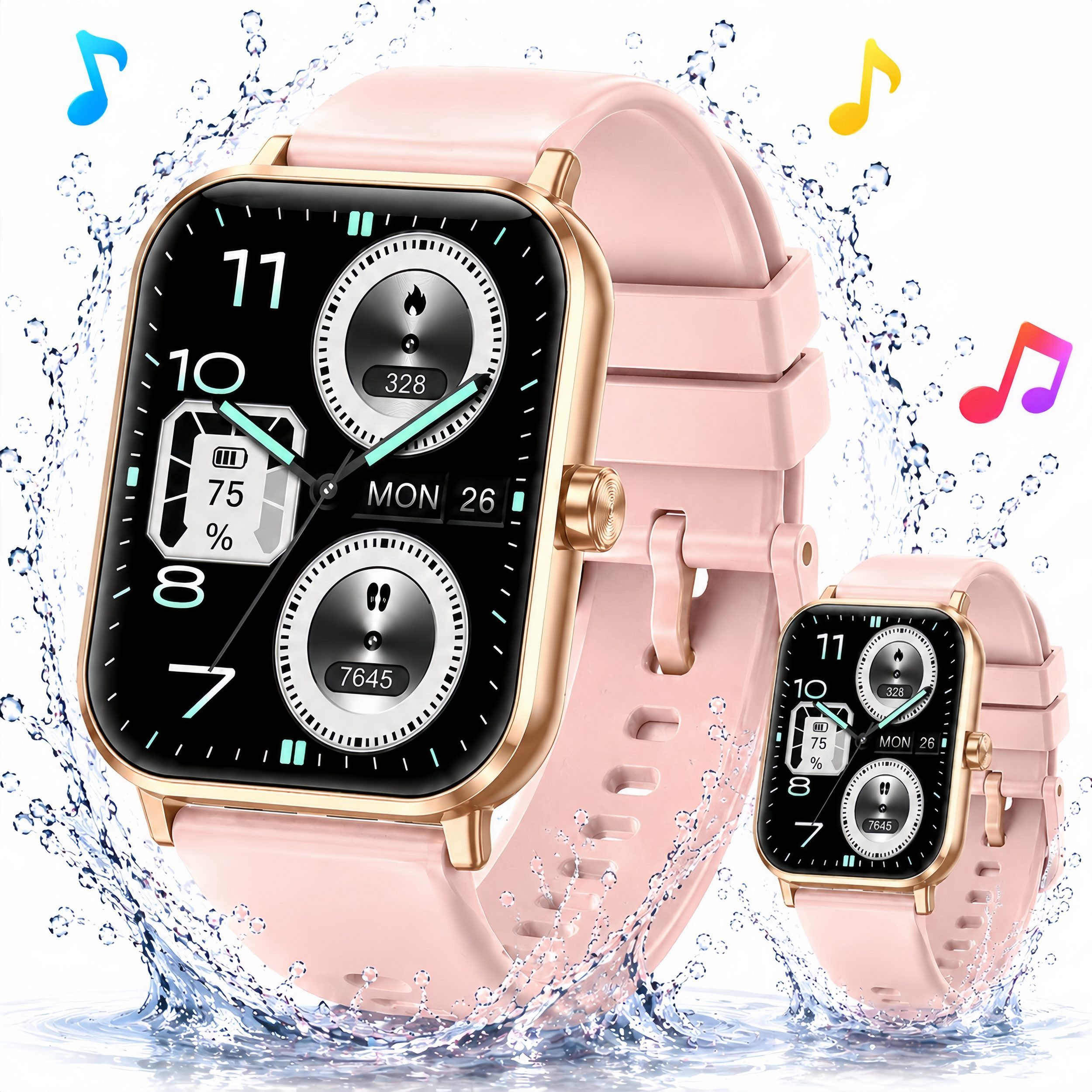 Forrlite 2026 Smartwatch Damen Herren mit 7 Tagen Akkulaufzeit,1,83" HD Smartwatch (Touchscreen Smartwatch cm) Spar-Set, KI-Sprachassistent, Herzfrequenz,SpO₂,Schlaf,100+ Sportmodi, KI-Sprachassistent, Herzfrequenz,SpO₂,Schlaf,200+ Sportmodi, Spar-Set