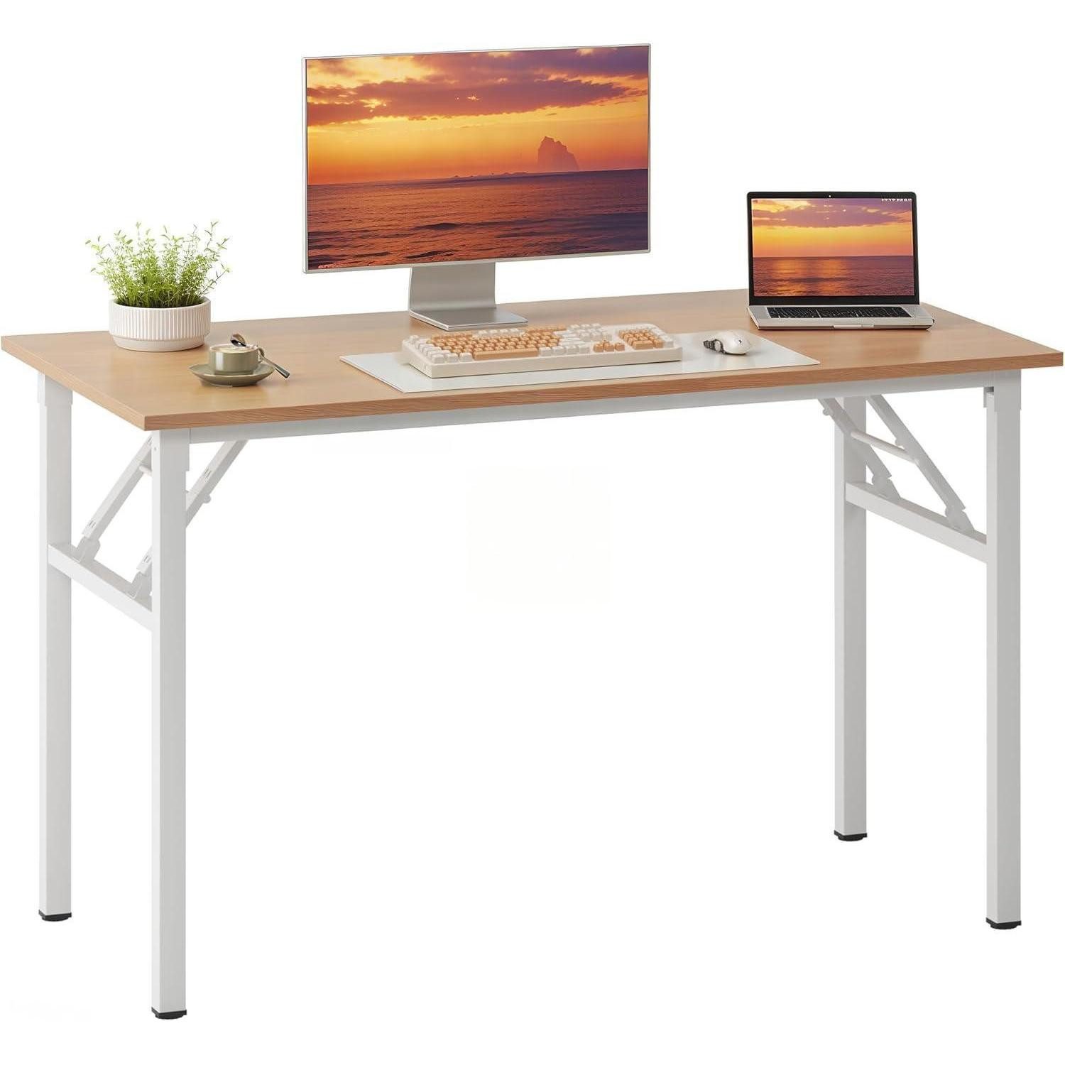 LuxusKollektion Klapptisch Klapptisch Schreibtisch Computertisch Holz klein Eiche-weiß 100x60CM