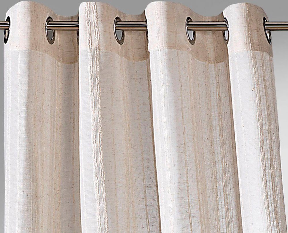 Weckbrodt Vorhang Natural Linen (1 St), Ösen, halbtransparent, Leinen-Optik, Längsstreifen, halbtransparent, Gardine, Store