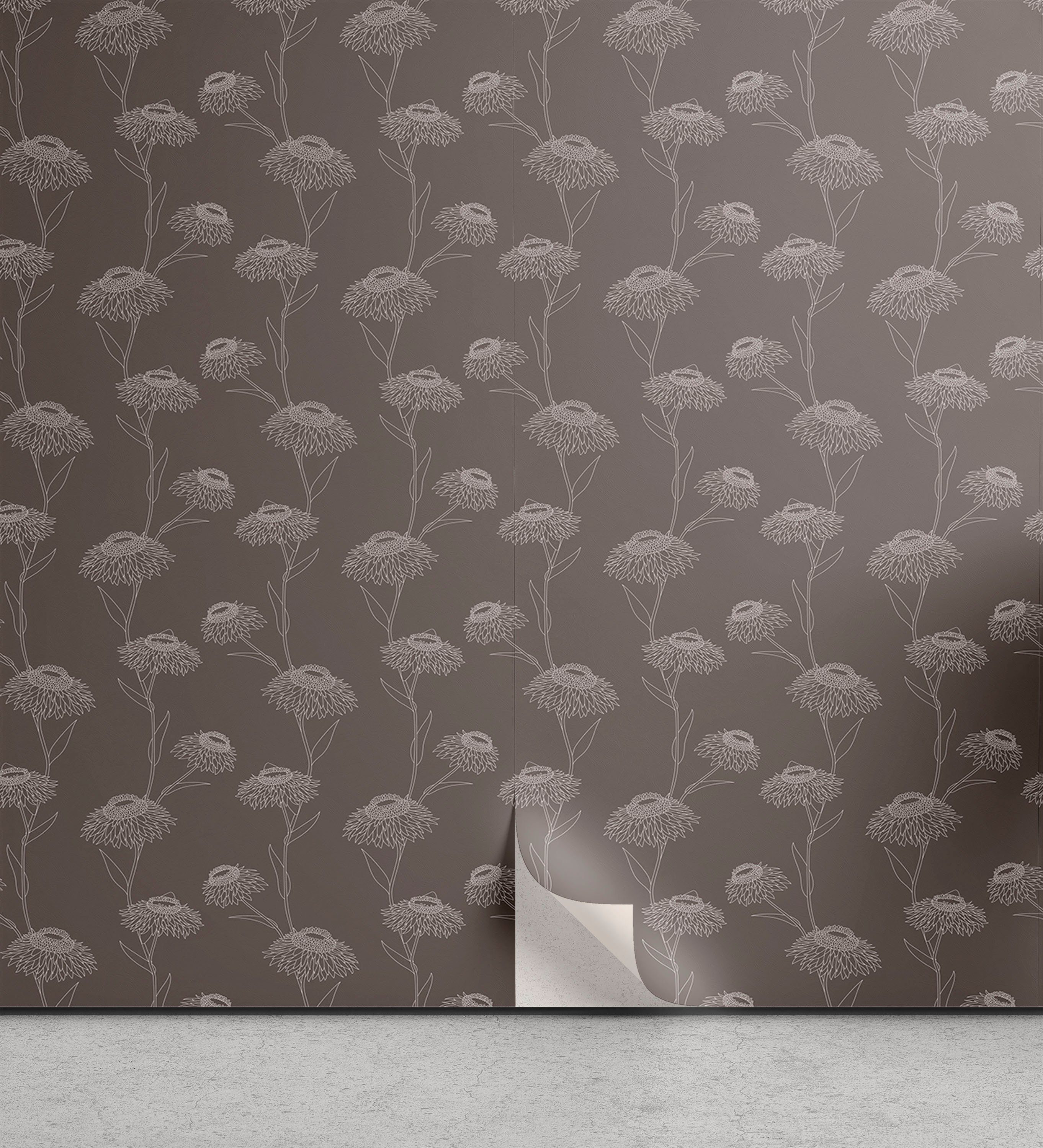 Abakuhaus Vinyltapete selbstklebendes Wohnzimmer Küchenakzent, Taupe Chrysanthemum Flowers