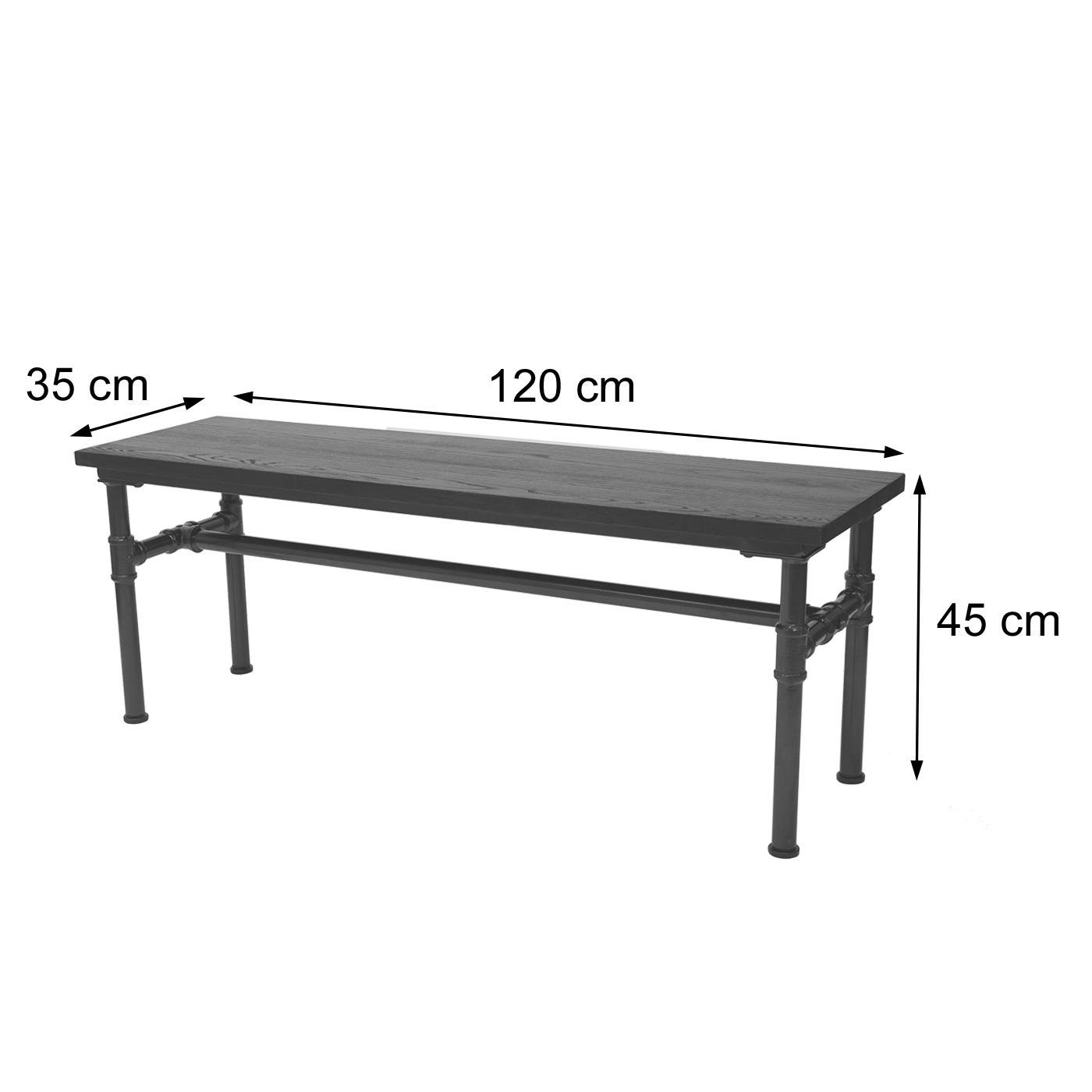 MCW Sitzbank MCW-H10b, Maximale Belastbarkeit: 260 kg, Sitzfläche aus Holz, Industrie-Style