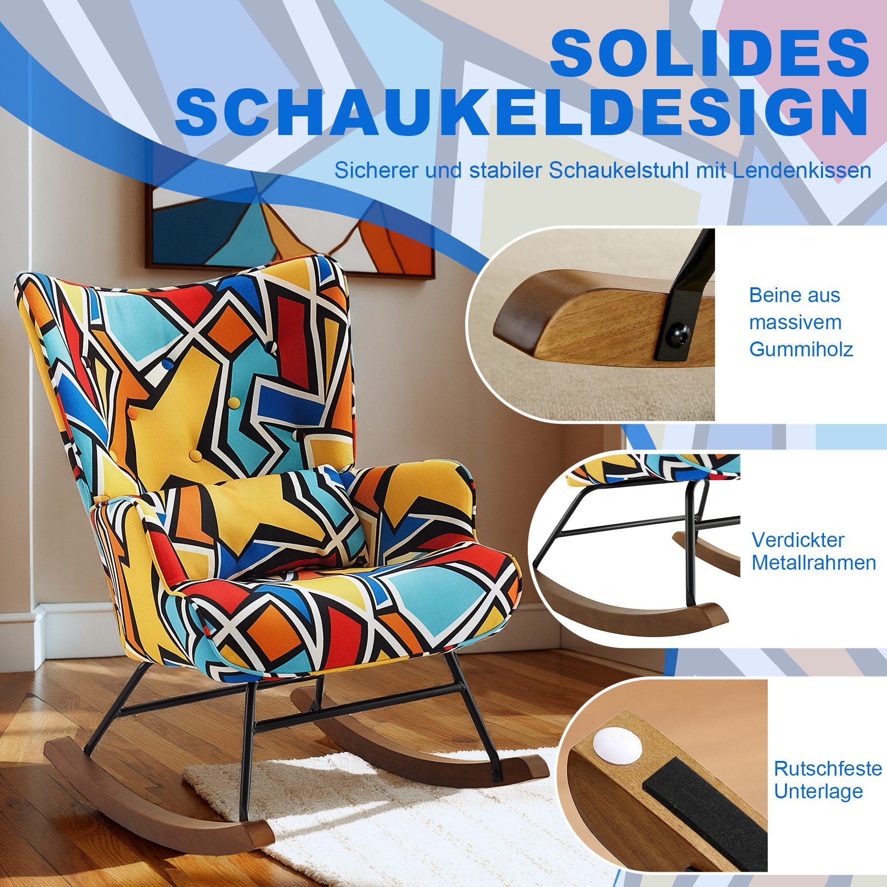 HomeMiYN Schaukelstuhl Schaukelstuhl Patchwork Sessel Schwingsessel günstig online kaufen