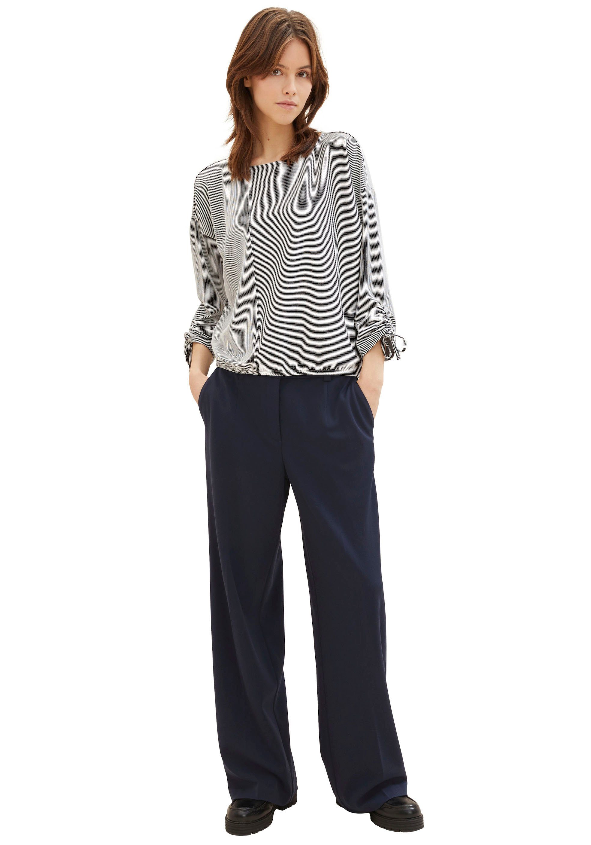 TOM TAILOR Denim 3/4-Arm-Shirt in feiner Rippoptik