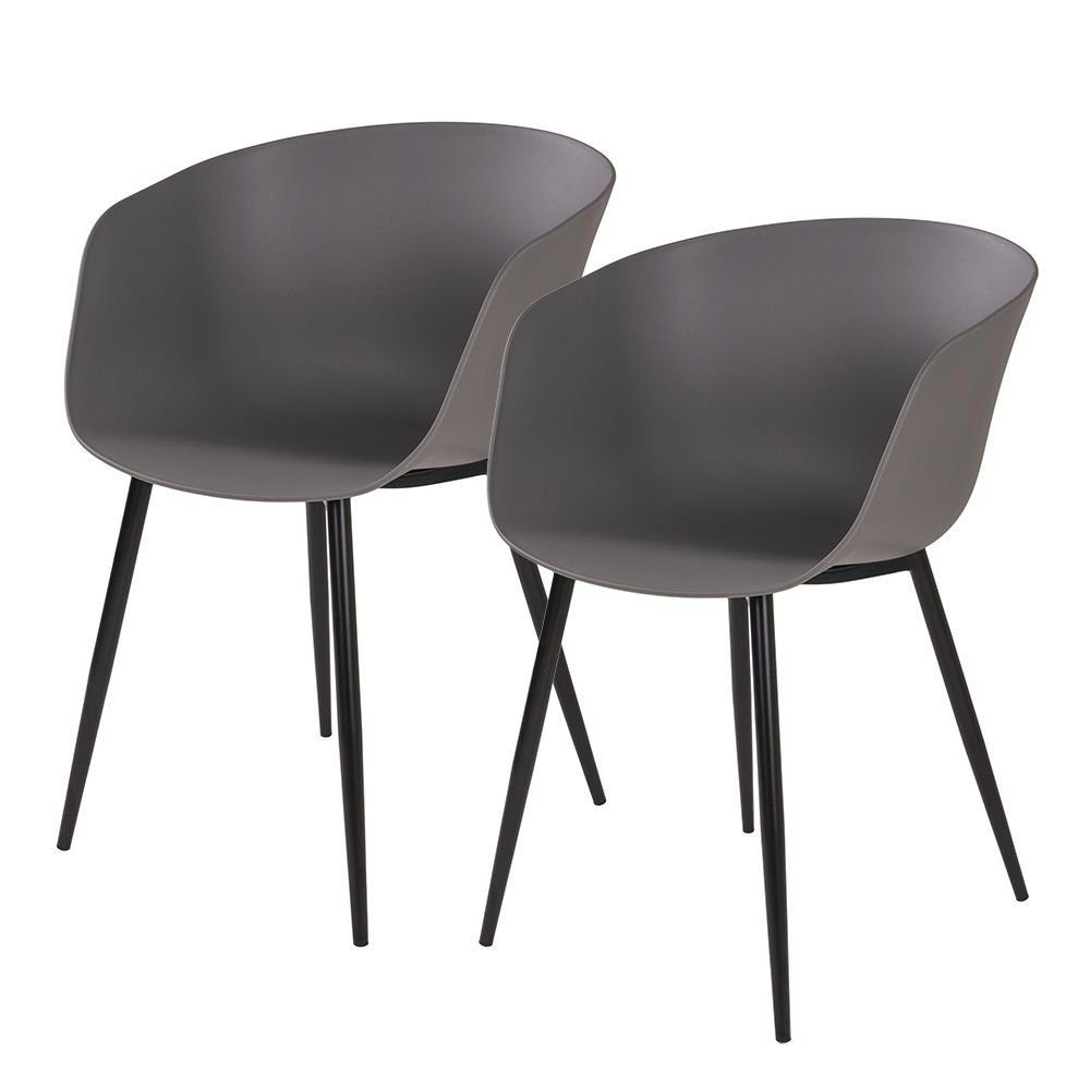 LebensWohnArt Stuhl Design Stuhl 2er Set DAVOS grau Schalensitz
