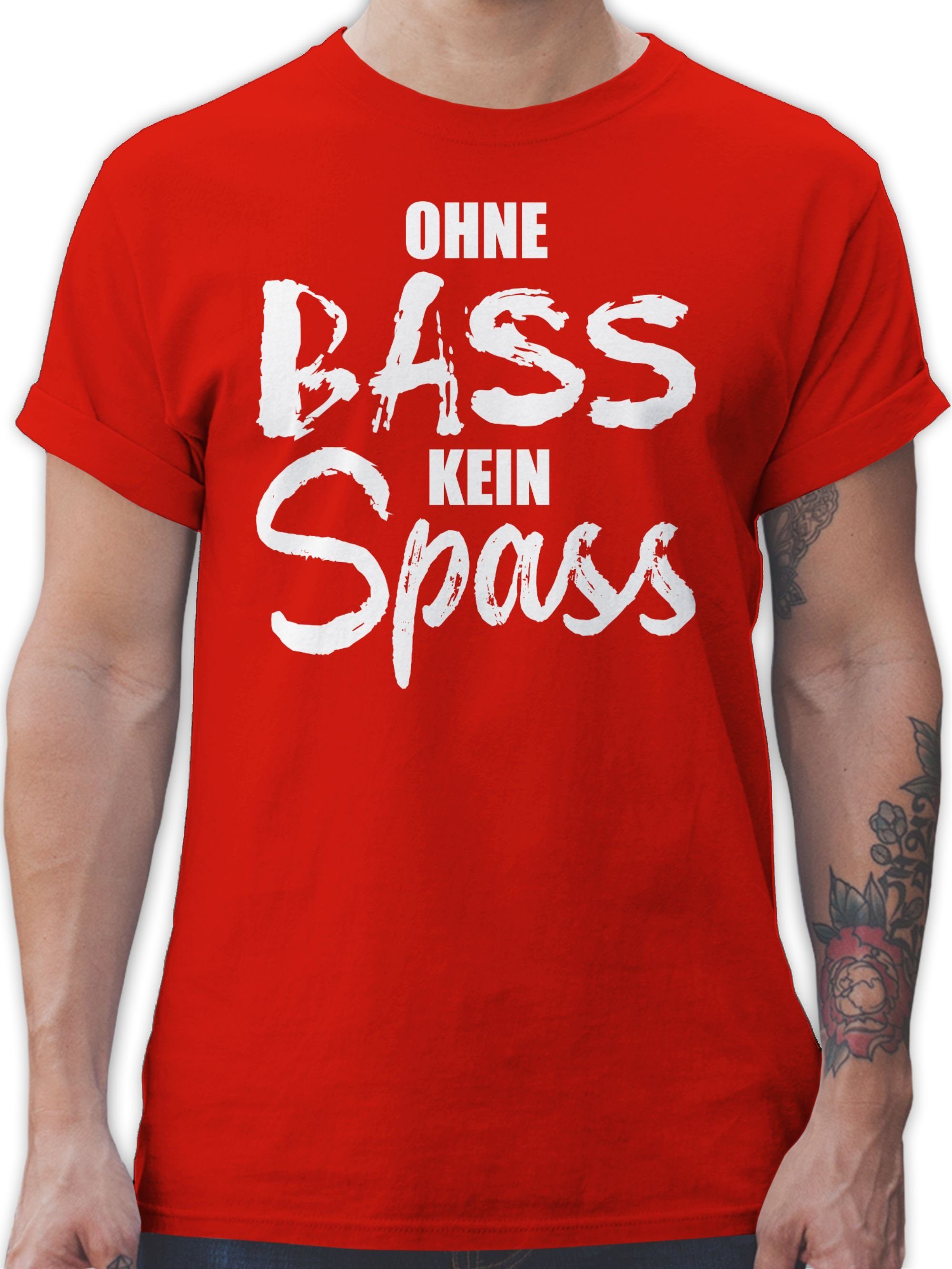 Shirtracer T-Shirt Ohne Bass kein Spass - weiß Festival Zubehör 3 Rot