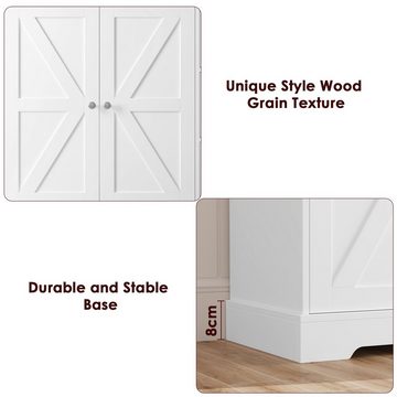 HOMECHO Sideboard, Küchenschrank mit Arbeitsplatte, Buffetschrank Weiß & Braun
