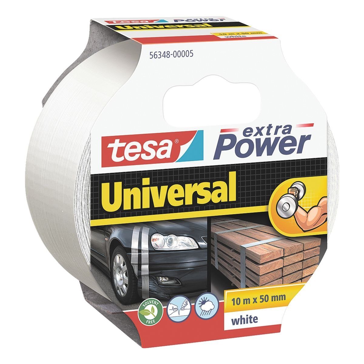tesa Klebeband extra Power® Universal (1-St) zum Verpacken, Reparieren oder Abdichten weiß