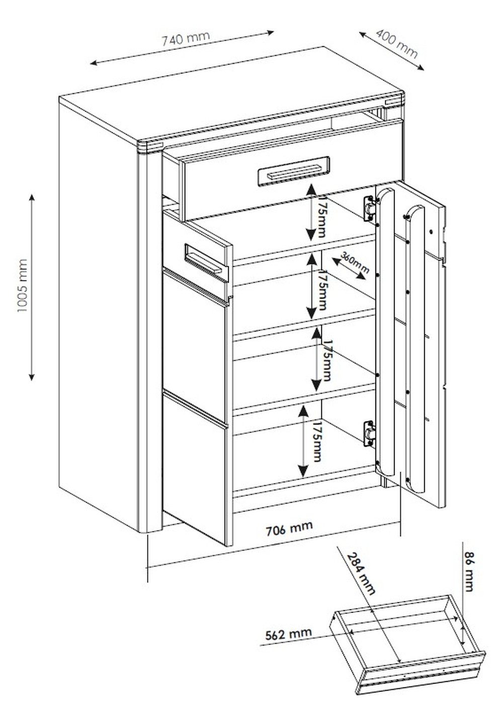 Innostyle Garderoben-Set (2-teilig) in Kernbuche, teilmassiv - 74x193x40cm (B/H/T), (2-teilig)