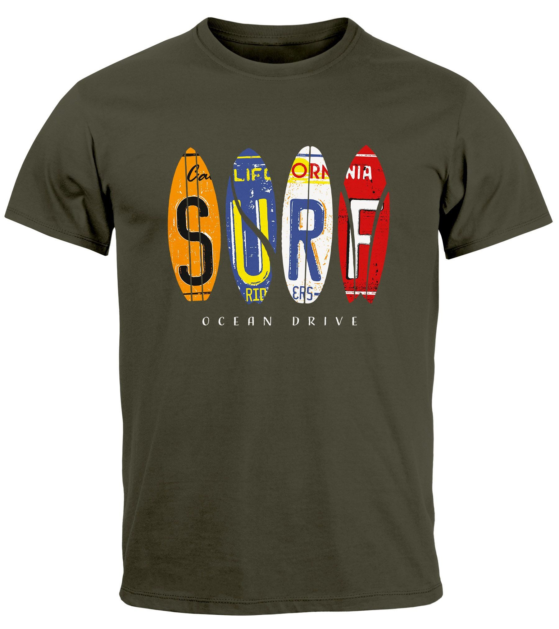 Neverless Print-Shirt Herren T-Shirt Print Surfboards günstig online kaufen