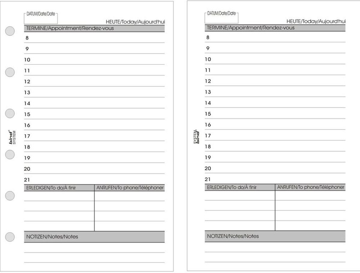 BIND Terminplaner Notizeinlage A7 Mini Heute 50 Blatt
