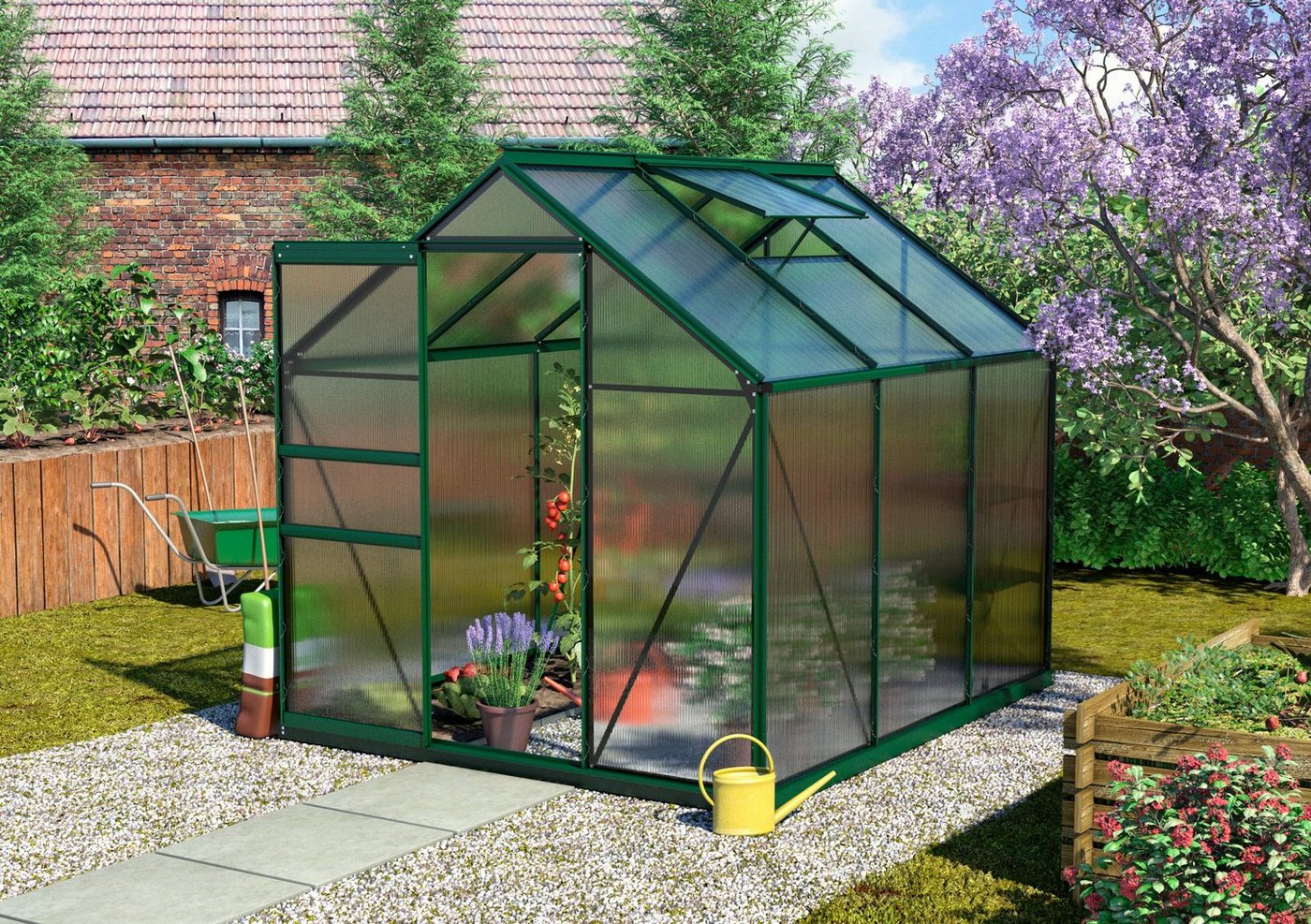 Vitavia Gewächshaus Calypso 4400, BxTxH: 192 x 228 x 197 cm, 4 mm Wandstärke, Set, mit 2-tlg. Zubehör grün Vitavia Gewächshaus Calypso 4400, BxTxH: 192 x 228 x 197 cm, 4 mm Wandstärke, Set, mit 2-tlg. Zubehör grün