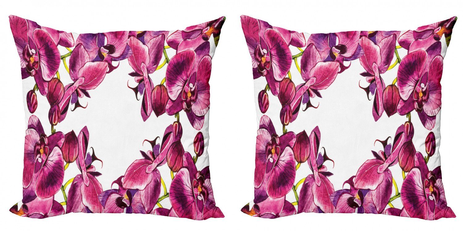 Kissenbezüge Modern Accent Doppelseitiger Digitaldruck, Abakuhaus (2 Stück), Blumen Frische Frühlings-Orchideen Kunst