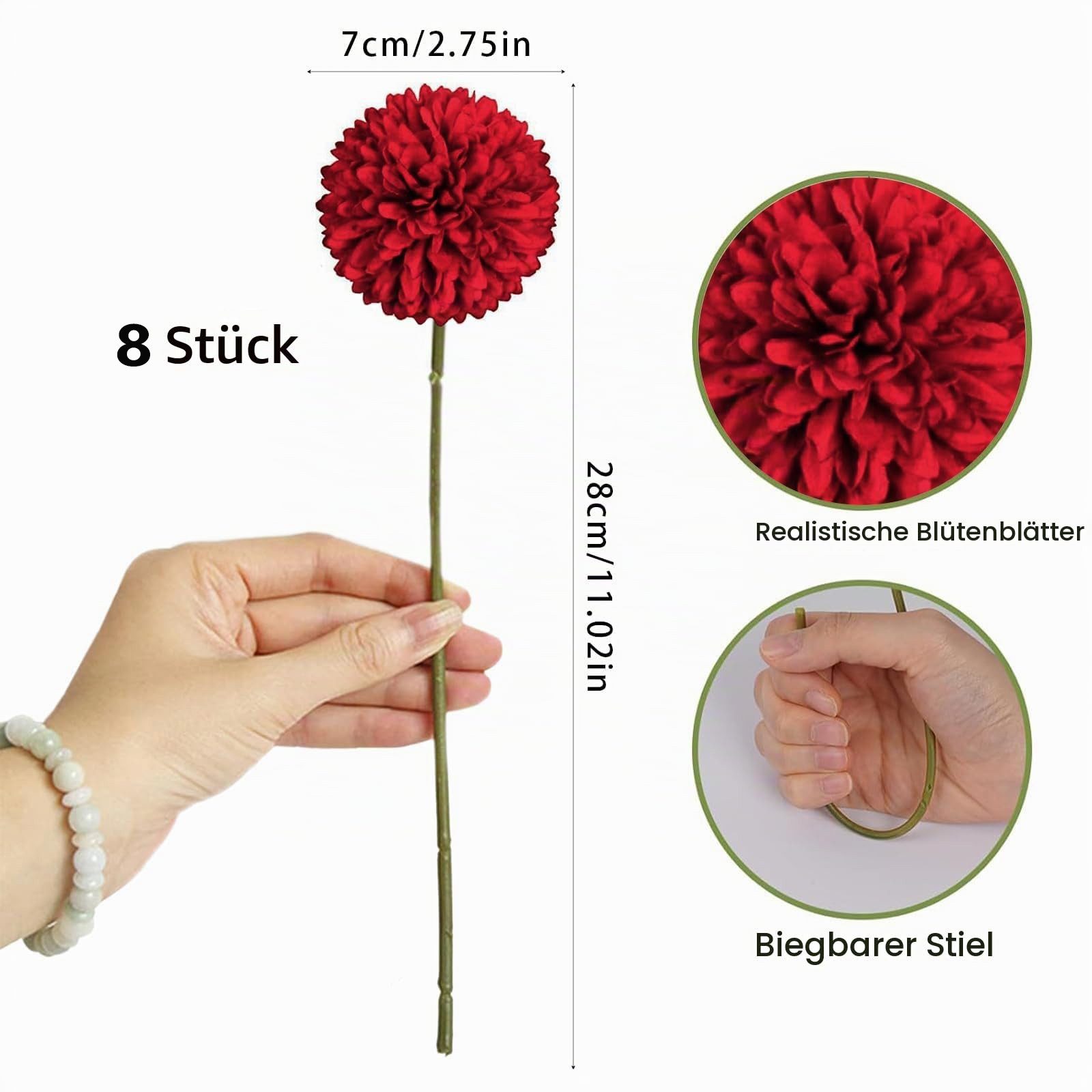 Kunstblume 8 Stück Kunstblumen Künstliche Blumen Deko für Hochzeits Vase, FOUORTUNATE-BEE – Bild 2 von 5