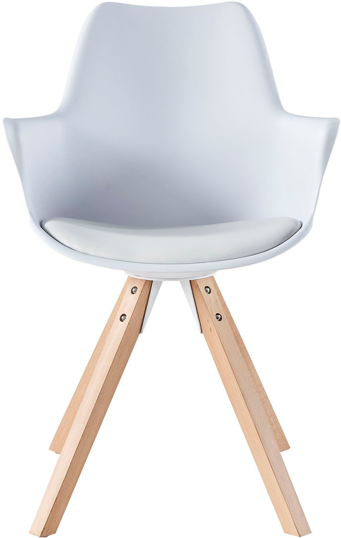 SalesFever Armlehnstuhl (Set, St), | 2 Weiß Natur Weiß, Kunstleder Sitzfläche aus