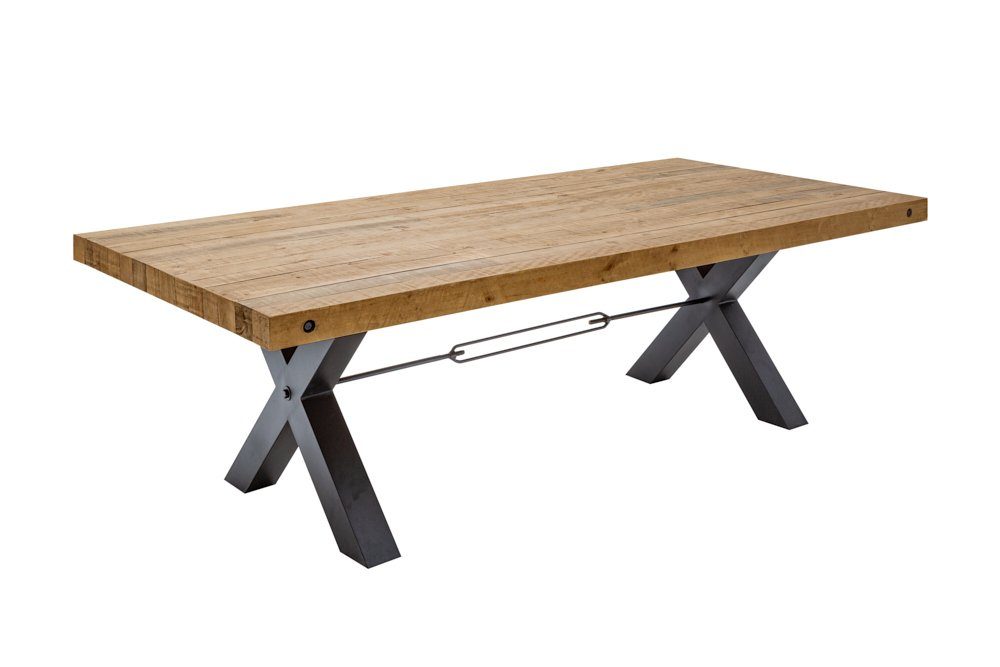 riess-ambiente Esstisch THOR 240cm vintage braun/schwarz - reyceltes Pinienholz, X-Gestell (Einzelartikel, 1-St), Industrial Design für Esszimmer – ideal für bis zu 12 Personen