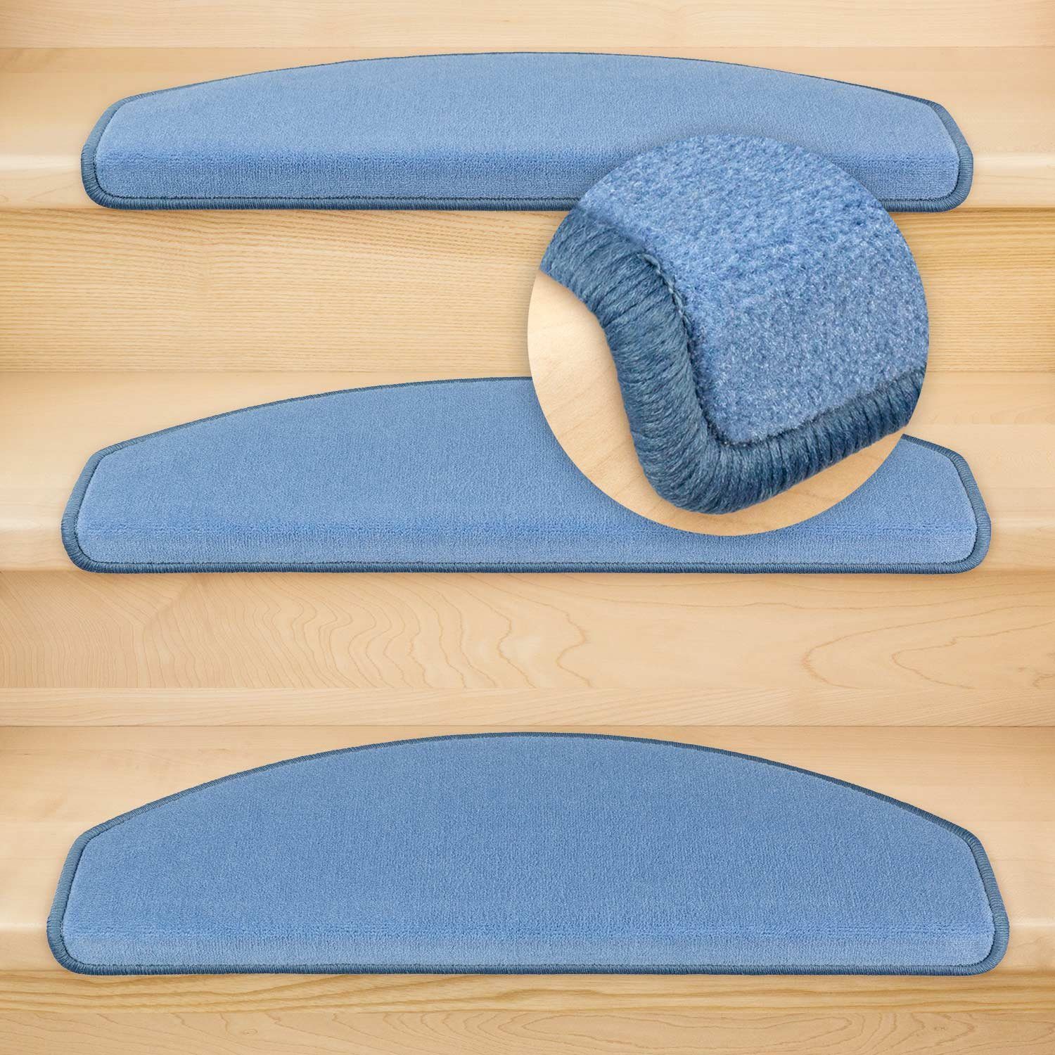 Metzker® Stufenmatte Stufenmatten Vorwerk Uni Halbrund Einzeln und SparSet's, Höhe: 7 mm, 15 Stück im Set