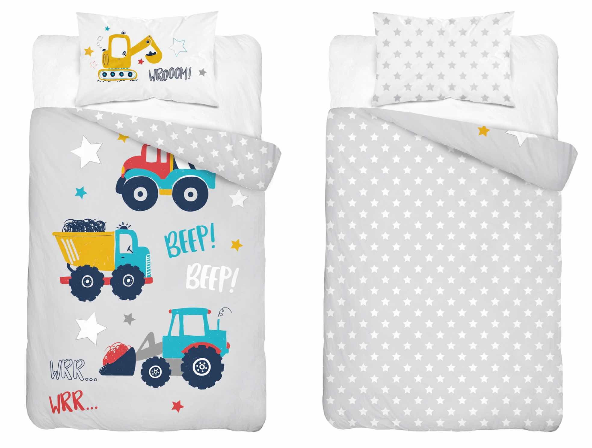 Detexpol Babybettwäsche Set Baumaschinen 2tlg. 100% Baumwolle Größe: 100x13 günstig online kaufen