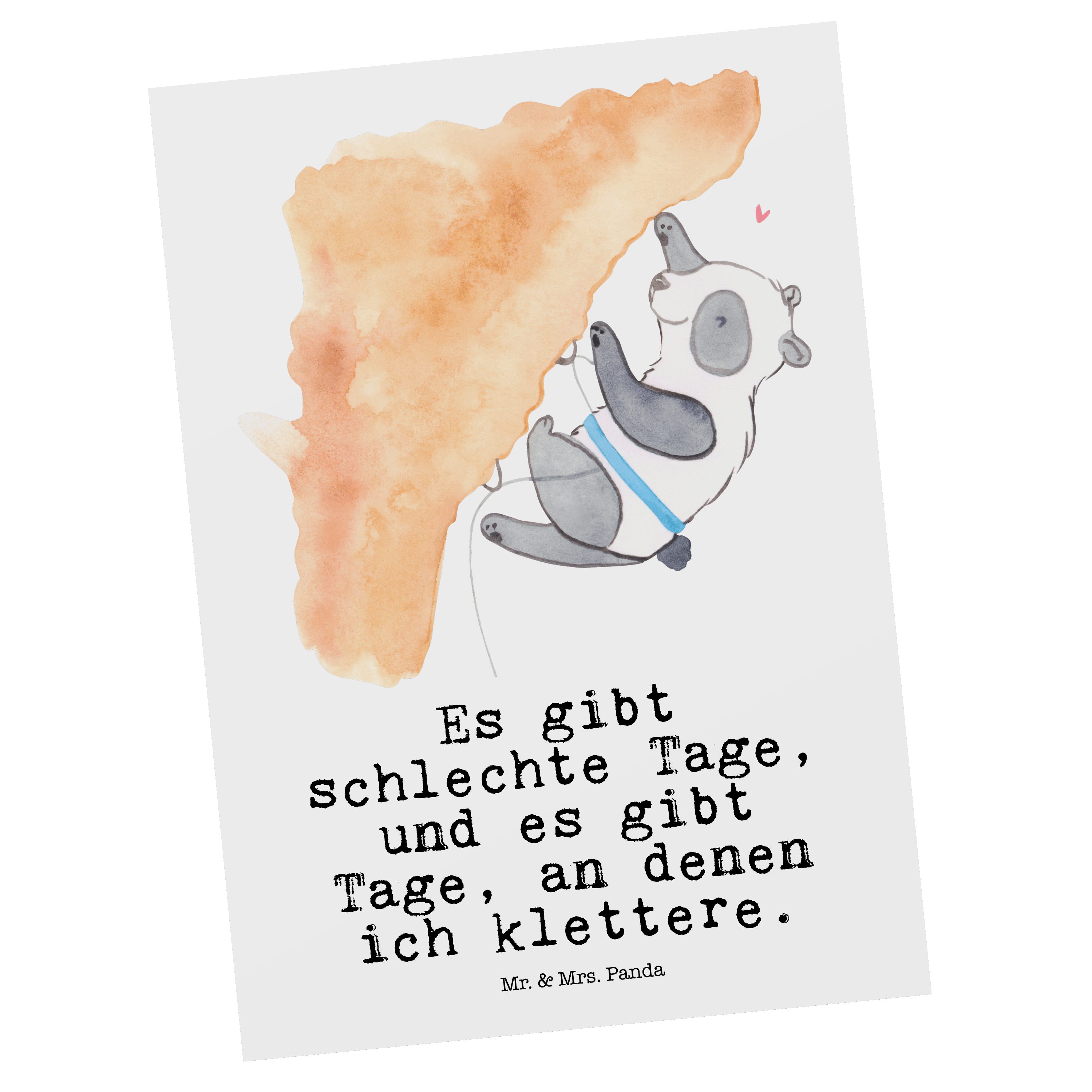 Mr. & Mrs. Geschenk, - Panda Tage Klettern Weiß Ein Dankeskarte, Klettersport, - Postkarte Panda