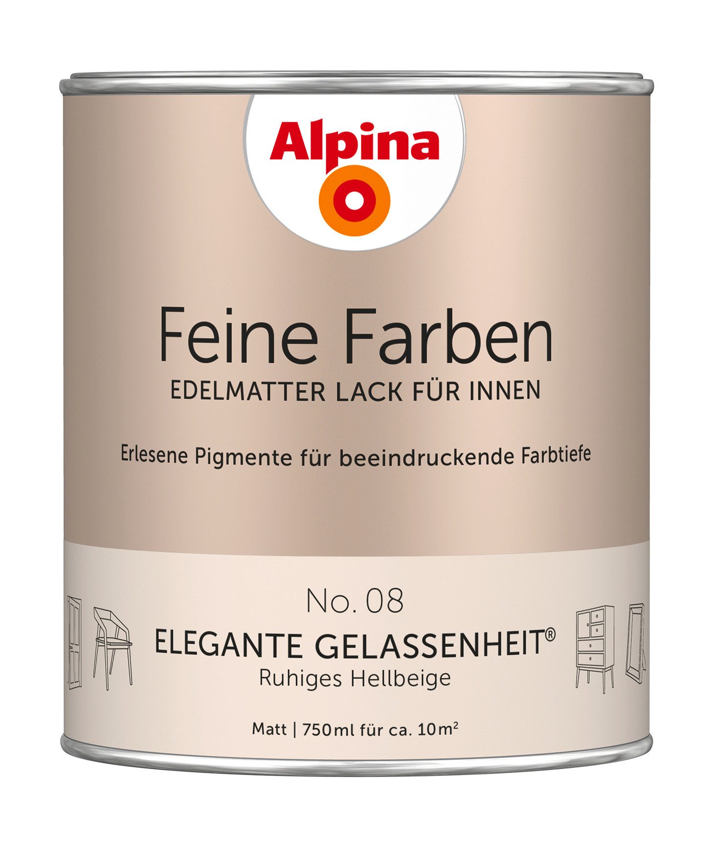 Lack Alpina Feine Farben Lack edelmatt 750ml - Farbfamilie Beige