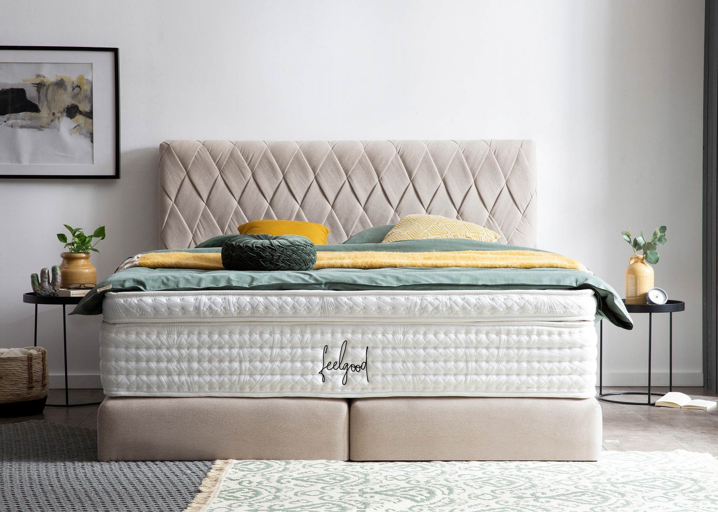 BettCo Boxspringbett Lyon (in Beige Webstoff, günstig online kaufen