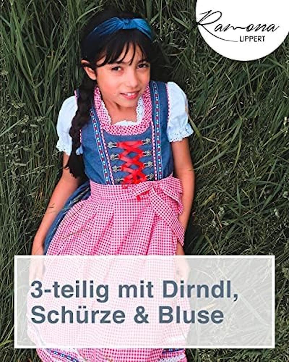 Ramona Lippert Dirndl Naomi Kinderdirndl Jeans Trachtenkleid für Mädchen – Bild 4 von 5