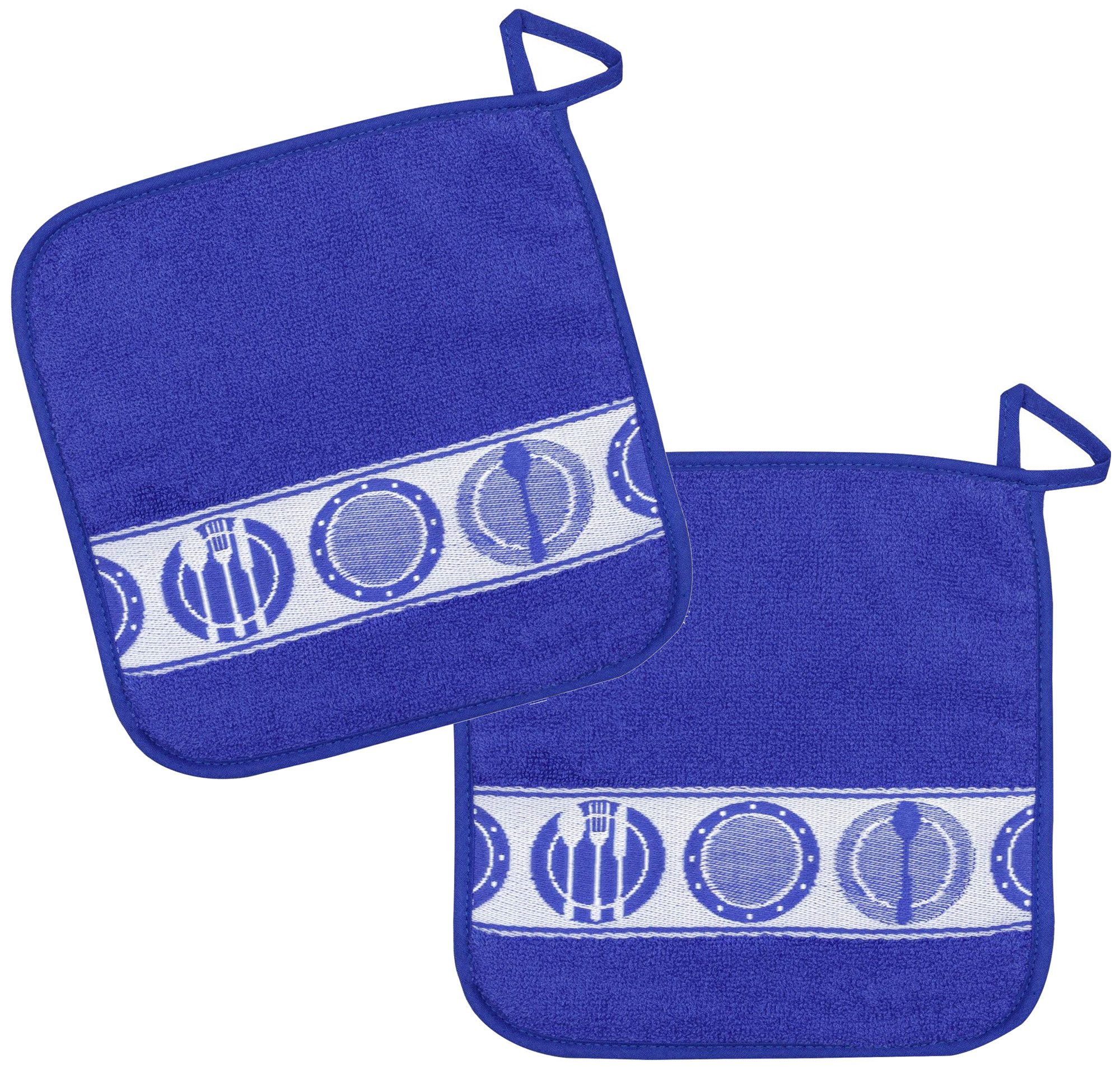 Kracht Topflappen Teller, (2-tlg., 2-teilig), 2er Set Topflappen, Baumwoll Frottier, ca. 22x22 cm