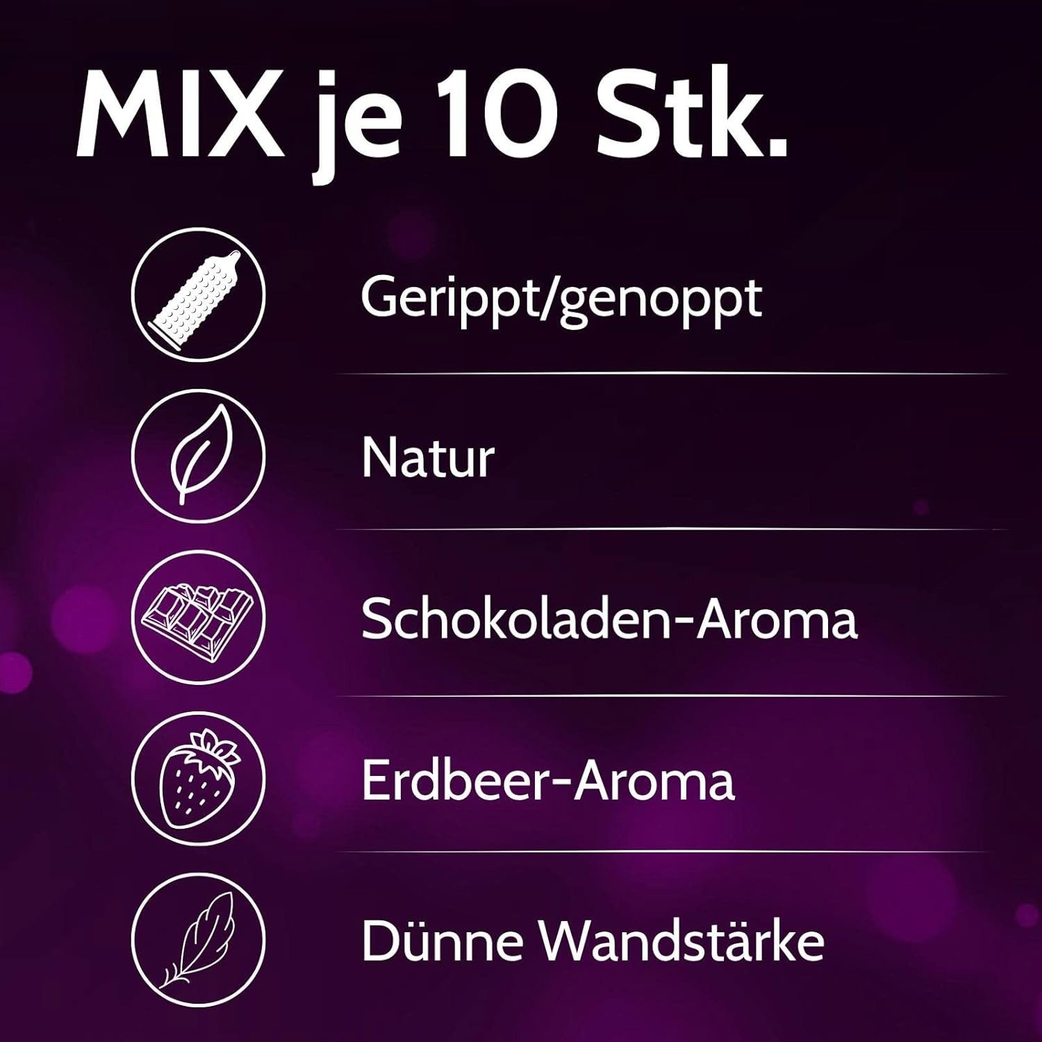 Vibratissimo Kondome Premium Nature, Color, Mix, verschiedene Aromen, Farben, Strukturen