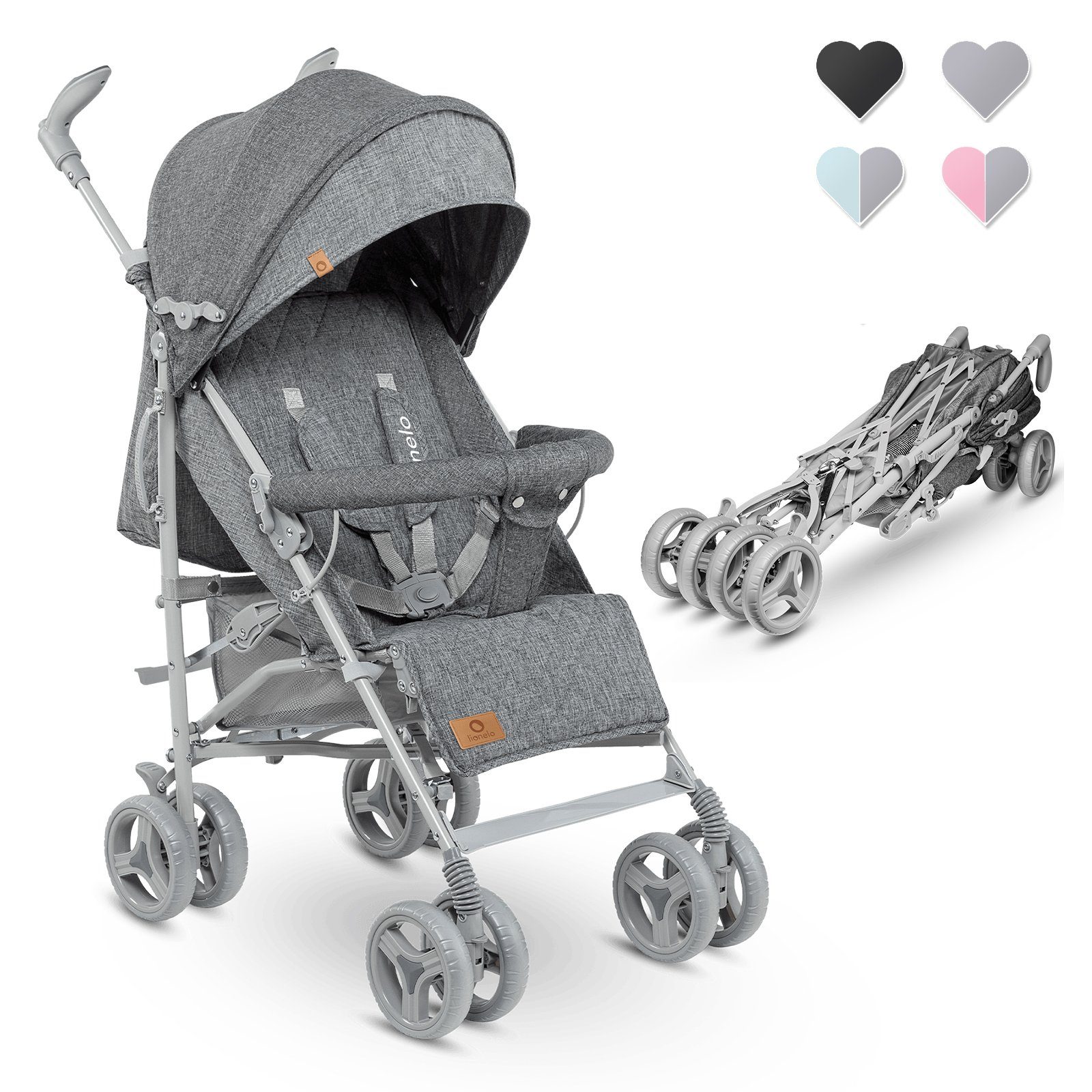 LIONELO Kinder-Buggy IRMA Leichte, Beindecke, Moskitonetz, Großer Korb ab 6 month bis 3 Jahre mehr