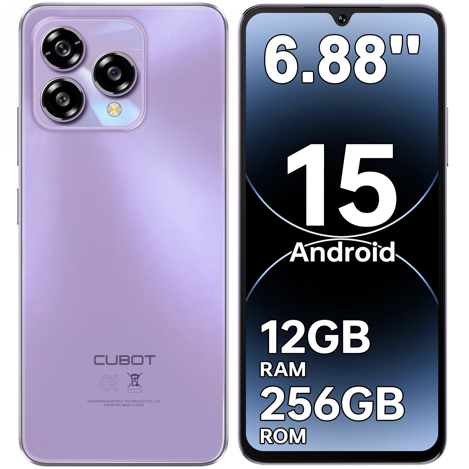 Cubot A40 12+256GB Android 15 Smartphone (17,47 cm/6.88 Zoll, 256 GB Speicherplatz, 48 MP Kamera, 5100mAh, 6.88" HD+ 120Hz, NFC, Face ID, OTG, GPS)