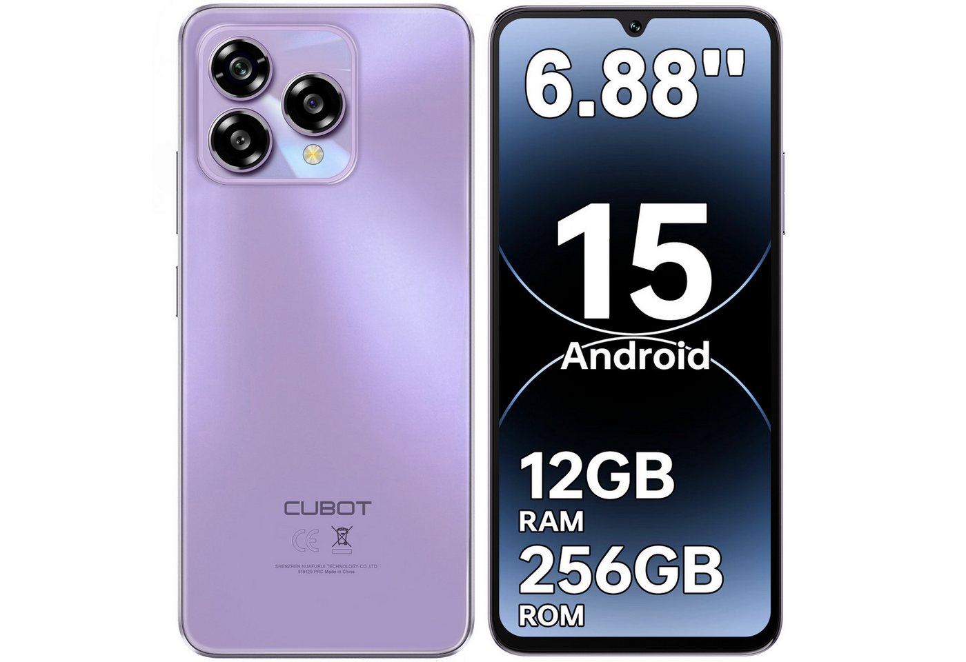 Cubot A40 12+256GB Android 15 Smartphone (17,47 cm/6.88 Zoll, 256 GB Speicherplatz, 48 MP Kamera, 5100mAh, 6.88" HD+ 120Hz, NFC, Face ID, OTG, GPS)