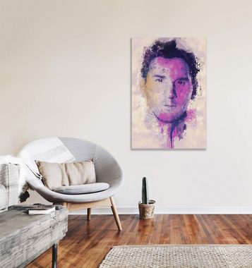 Sinus Art Leinwandbild Lionel Messi Porträt Abstrakt Kunst Fußballstar Fußballer 60x90cm Leinwandbild